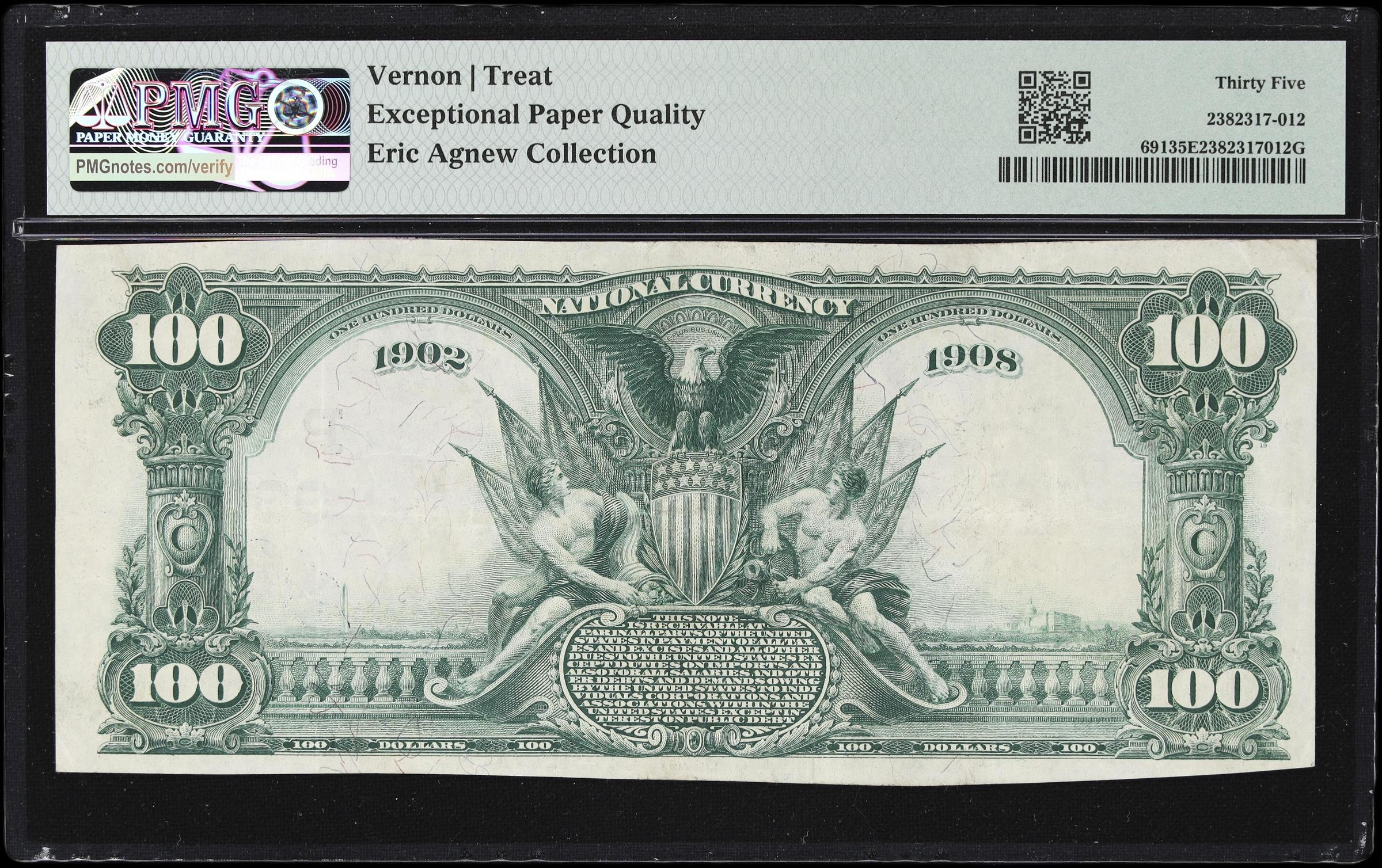 image for: Sanger, California. $100 1902 Date Back. Fr. 691. First NB. Charter #9308. PMG Choice Very Fine 35 EPQ.