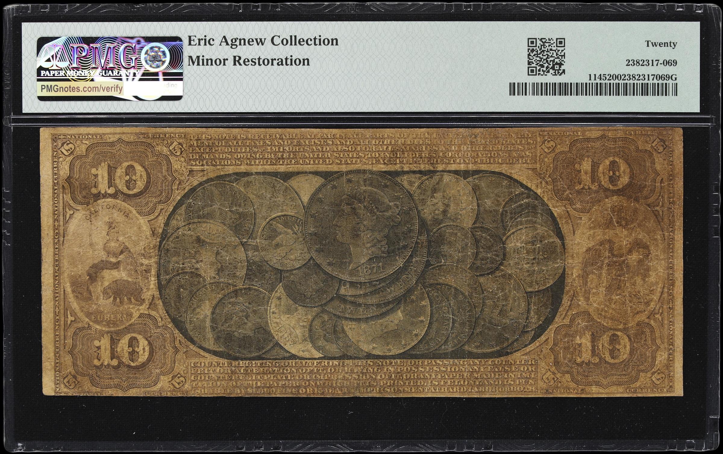 image for: Santa Barbara, California. $10 1873. Fr. 1145. First National Gold Bank. Charter #2104. PMG Very Fine 20.