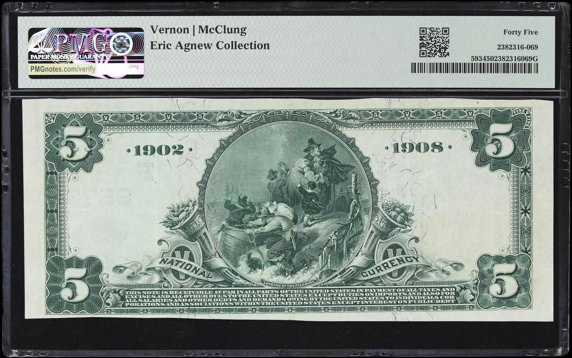 image for: Weed, California. $5 1902 Date Back. Fr. 593. First NB. Charter #9873. PMG Choice Extremely Fine 45.