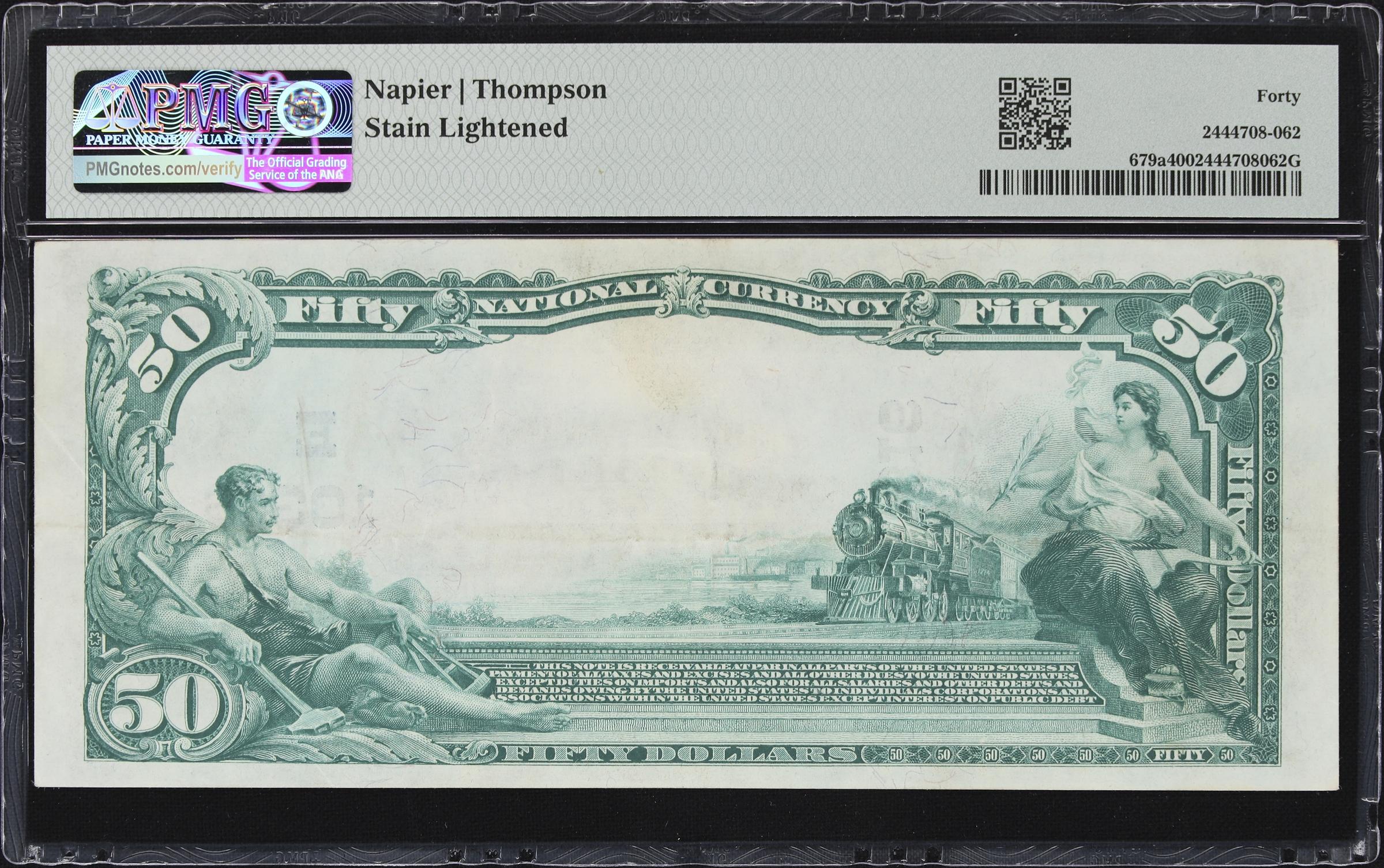 image for: Washington, District of Columbia. $50 1902 Plain Back. Fr. 679a. Federal-American NB. Charter #10316. PMG Extremely Fine 40.