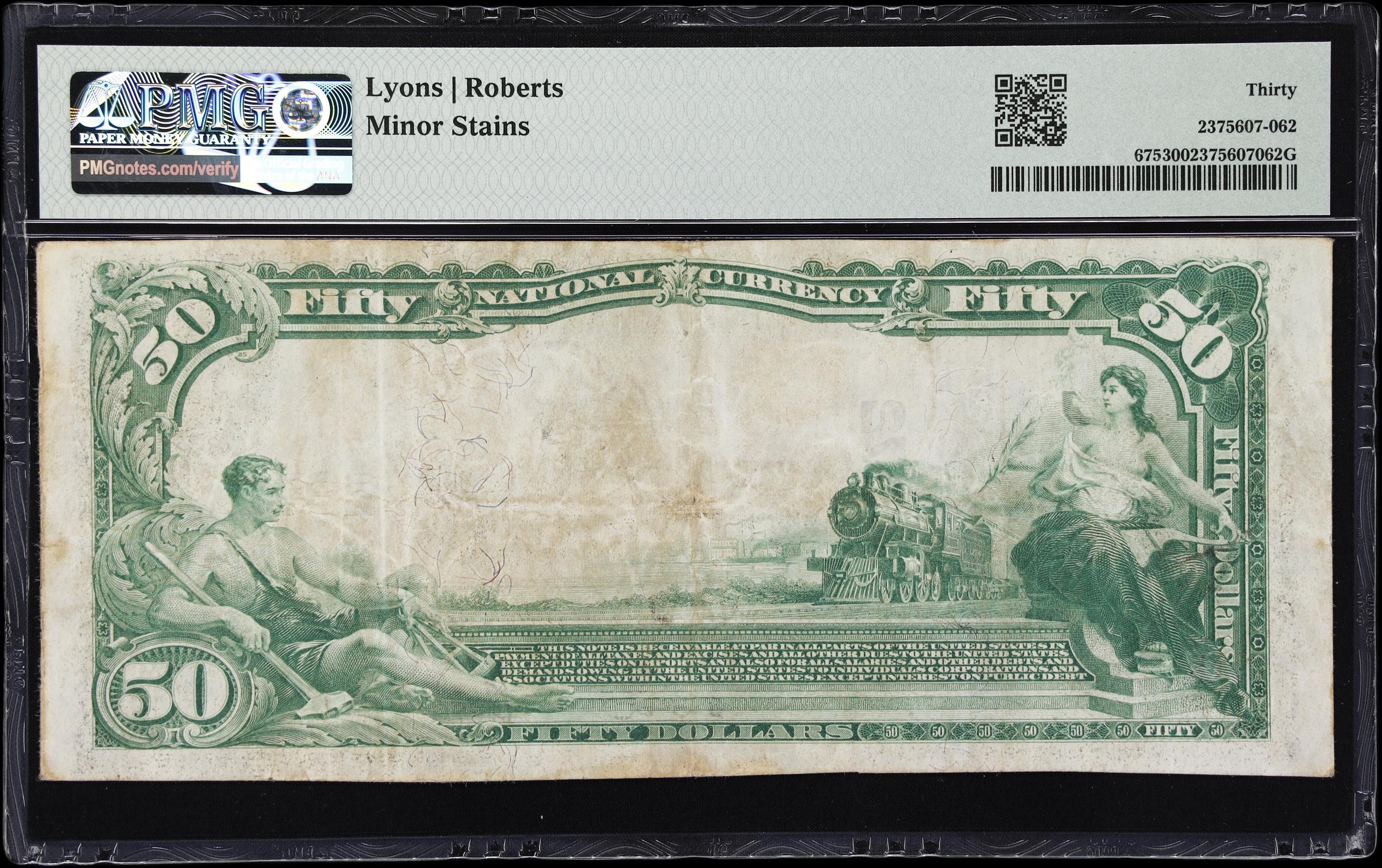 image for: Lewiston, Idaho. $50 1902 Plain Back. Fr. 675. First NB. Charter #2972. PMG Very Fine 30.