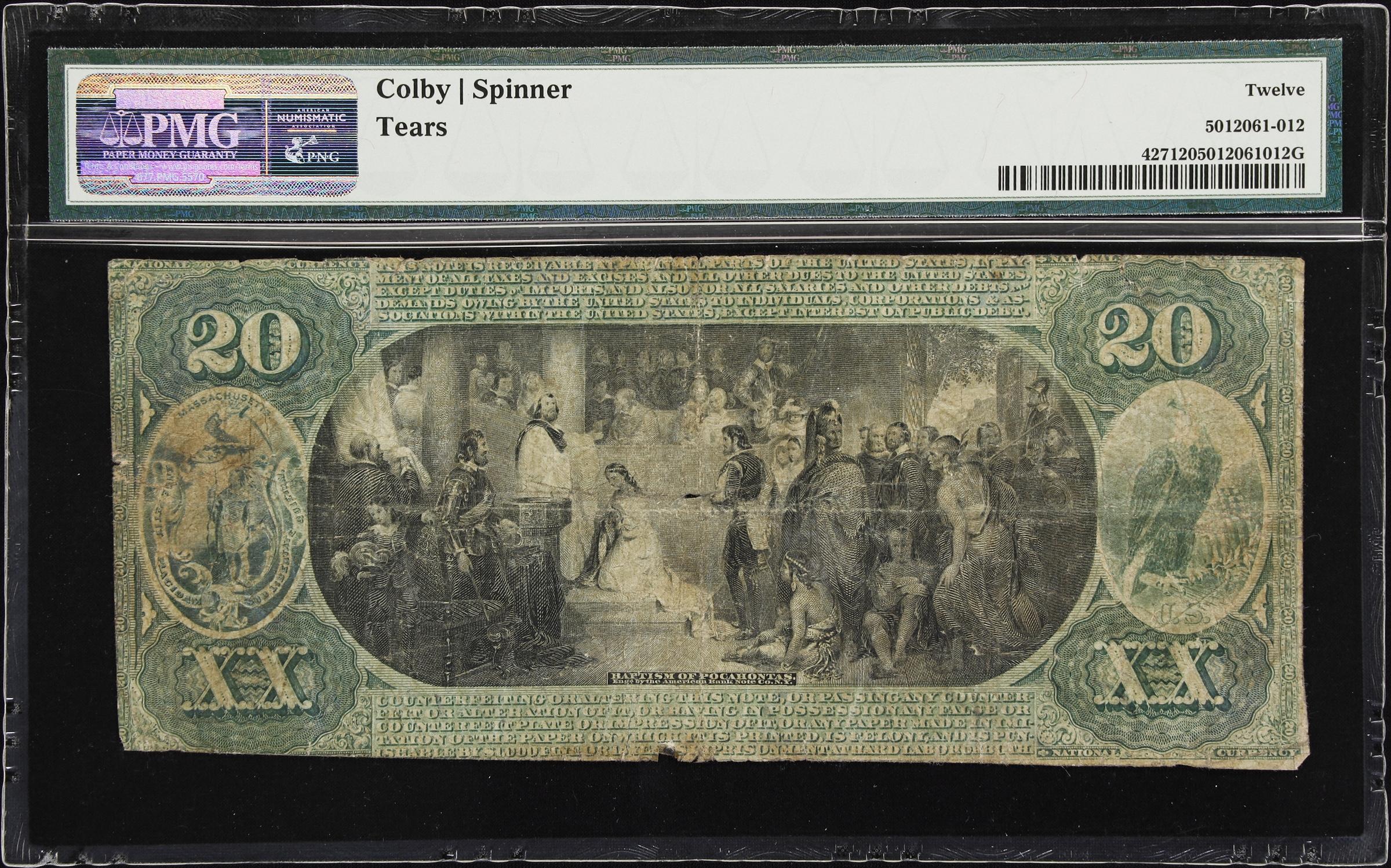 image for: Boston, Massachusetts. $20 Original. Fr. 427. NB of Redemption. Charter #515. PMG Fine 12.