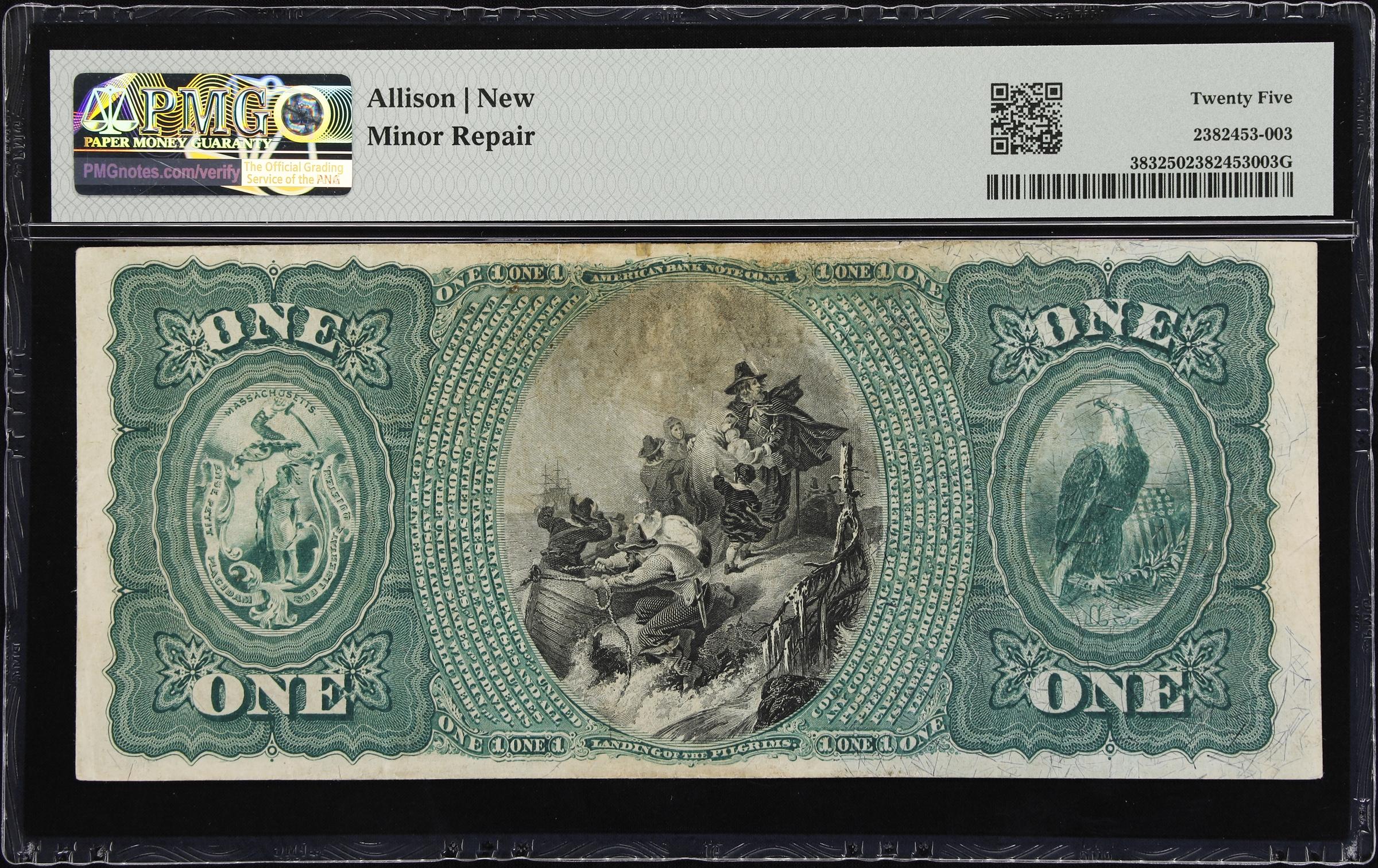 image for: Easton, Massachusetts. $1 1875. Fr. 383. First NB. Charter #416. PMG Very Fine 25.