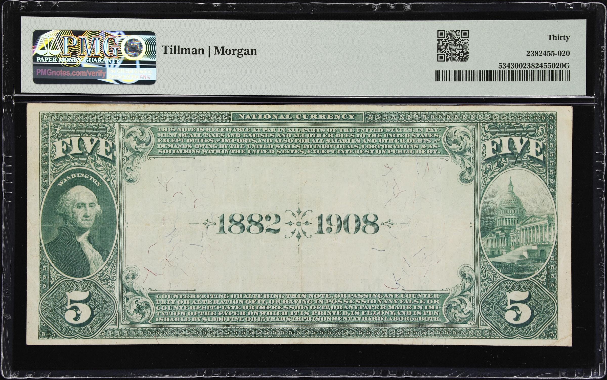 image for: Saint Joseph, Missouri. $5 1882 Date Back. Fr. 534. First NB of Buchanan County. Charter #4939. PMG Very Fine 30.