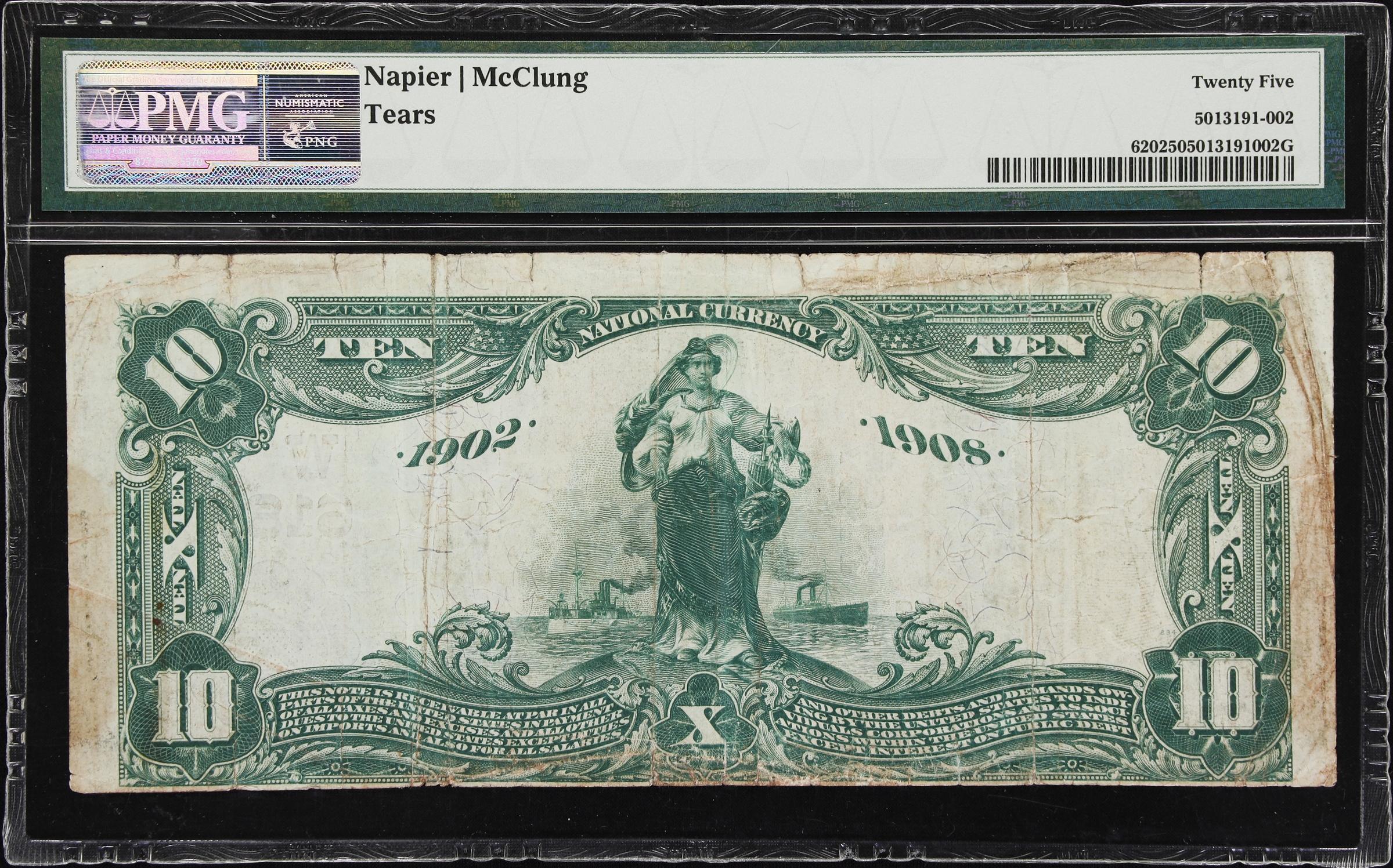 image for: Portales, New Mexico. $10 1902 Date Back. Fr. 620. First NB. Charter #6187. PMG Very Fine 25.