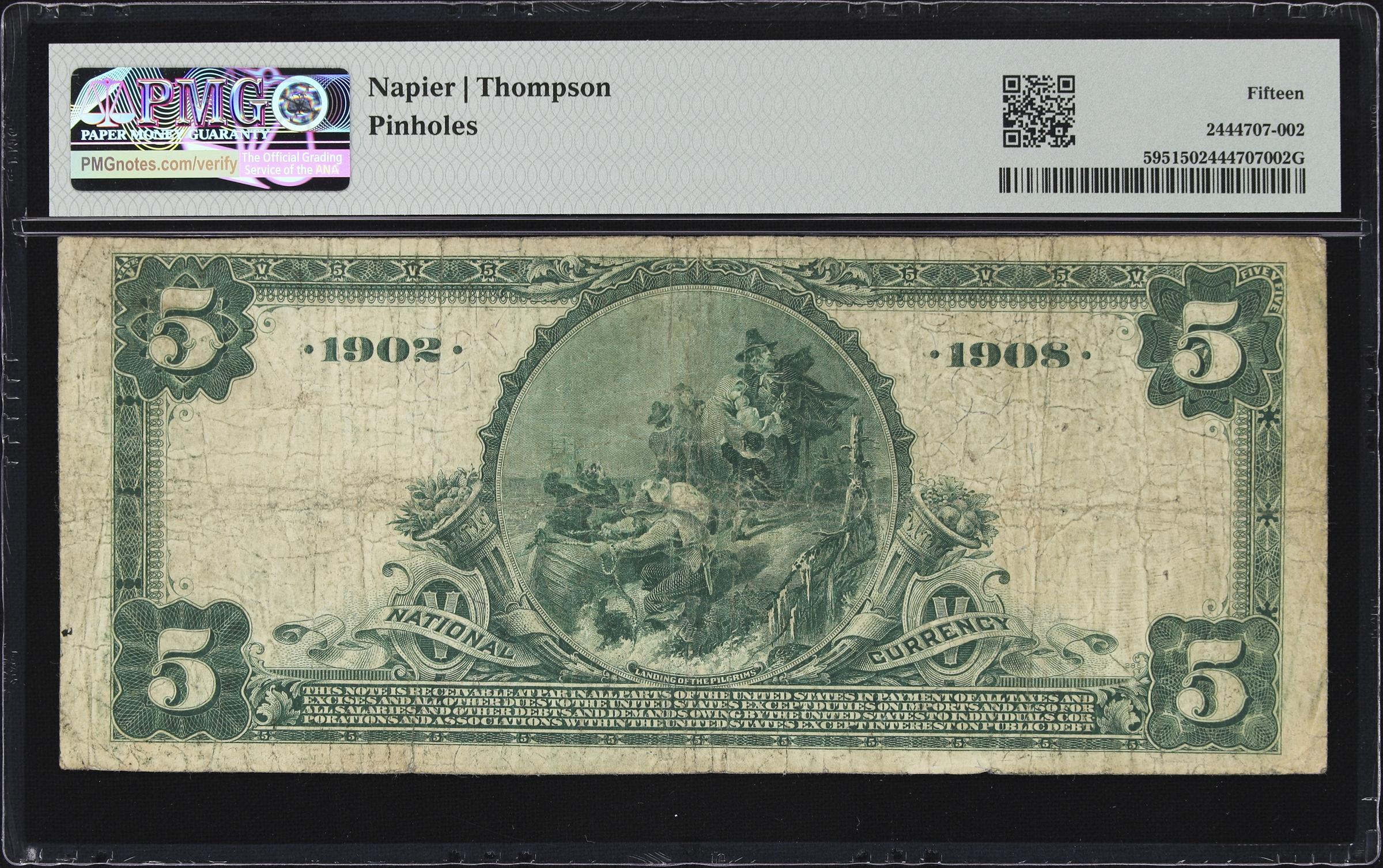 image for: Long Island City, New York. 1902 Date Back $5 Fr. 595. Commercial NB. Charter #10329. PMG Choice Fine 15.