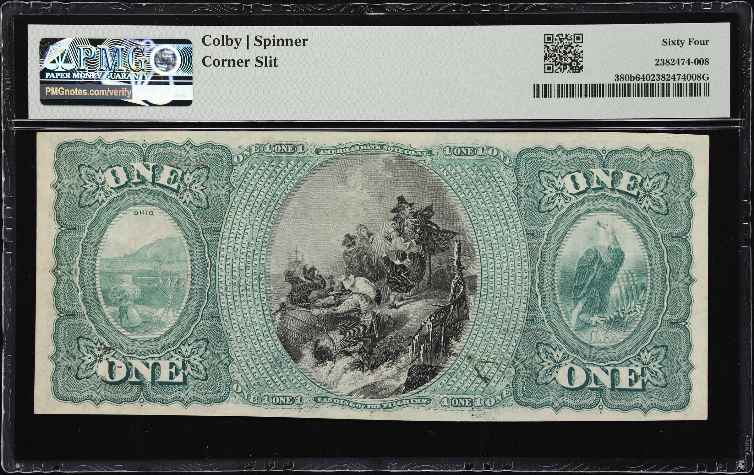 image for: Newark, Ohio. $1 Original. Fr. 380b. First NB. Charter #858. PMG Choice Uncirculated 64.