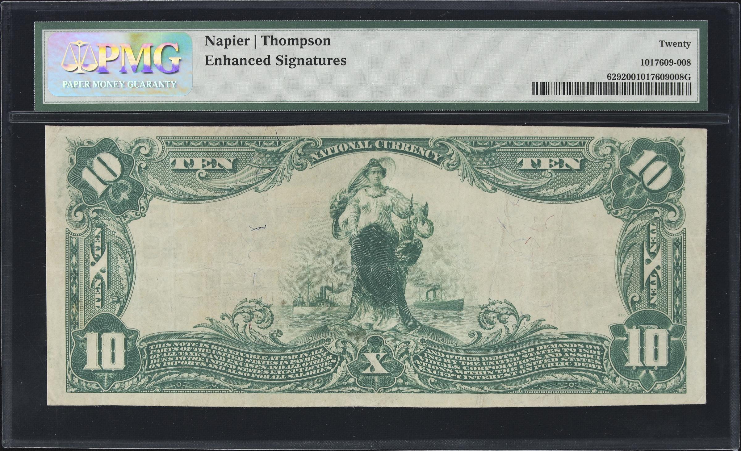 image for: Beaver Falls, Pennsylvania. $10 1902 Plain Back. Fr. 629. Farmers NB. Charter #4894. PMG Very Fine 20.