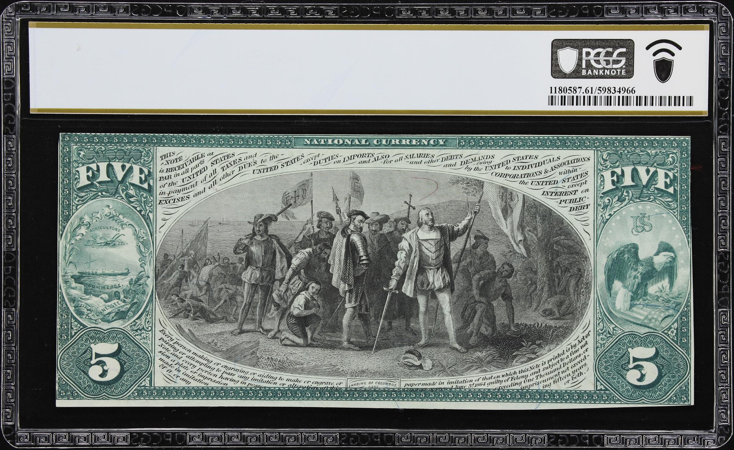 image for: Memphis, Tennessee. $5 1875. Fr. 402. State NB. Charter #2127. PCGS Banknote Uncirculated 61 PPQ.