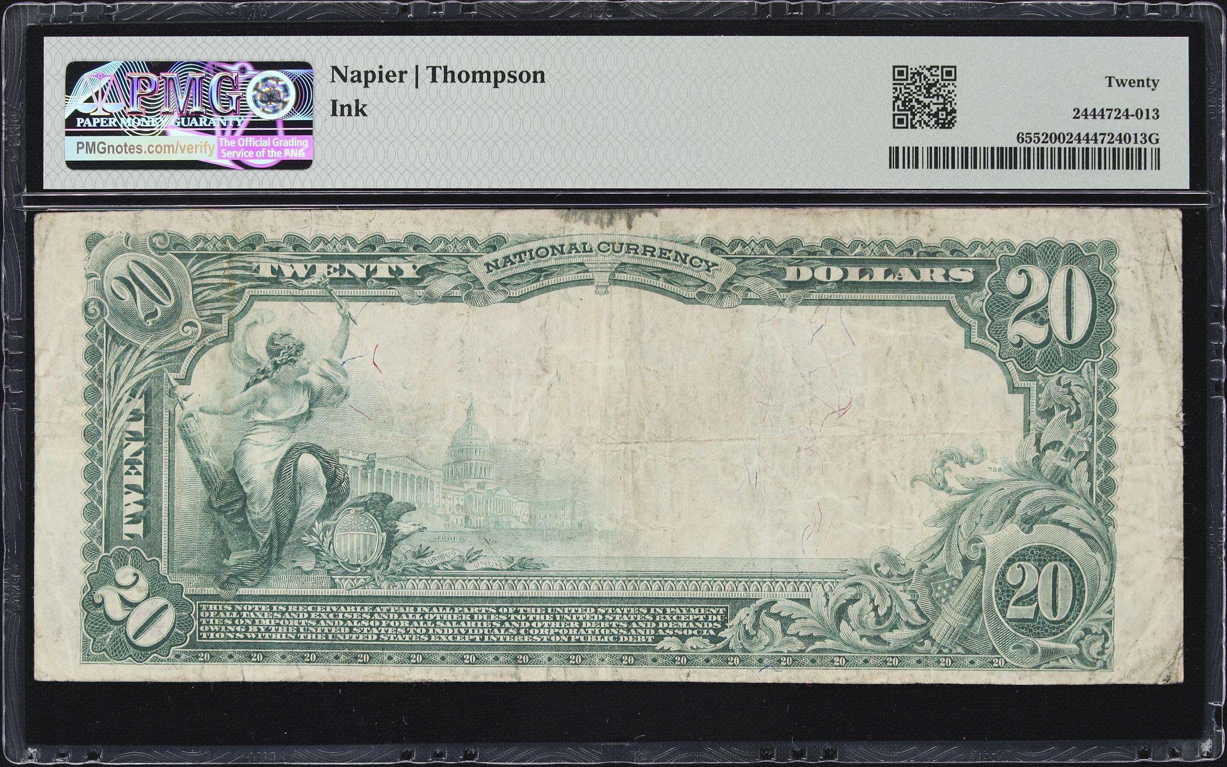 image for: Richmond, Texas. $20 1902 Plain Back. Fr. 655. First NB. Charter #10350. PMG Very Fine 20.