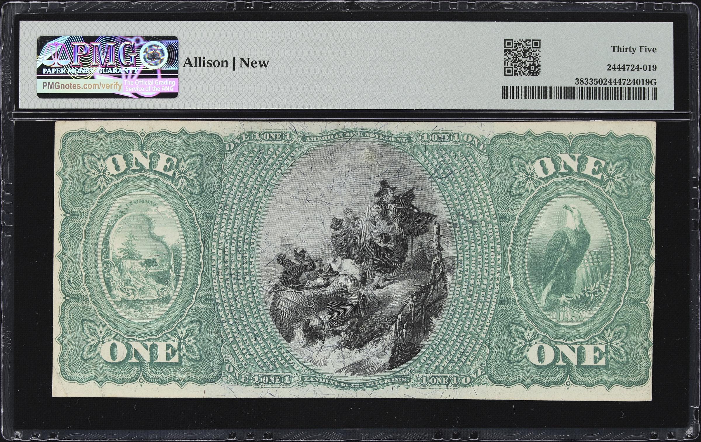 image for: Lyndon, Vermont. $1 1875. Fr. 383. NB. Charter #1140. PMG Choice Very Fine 35. James Gilfillan Courtesy Autograph.