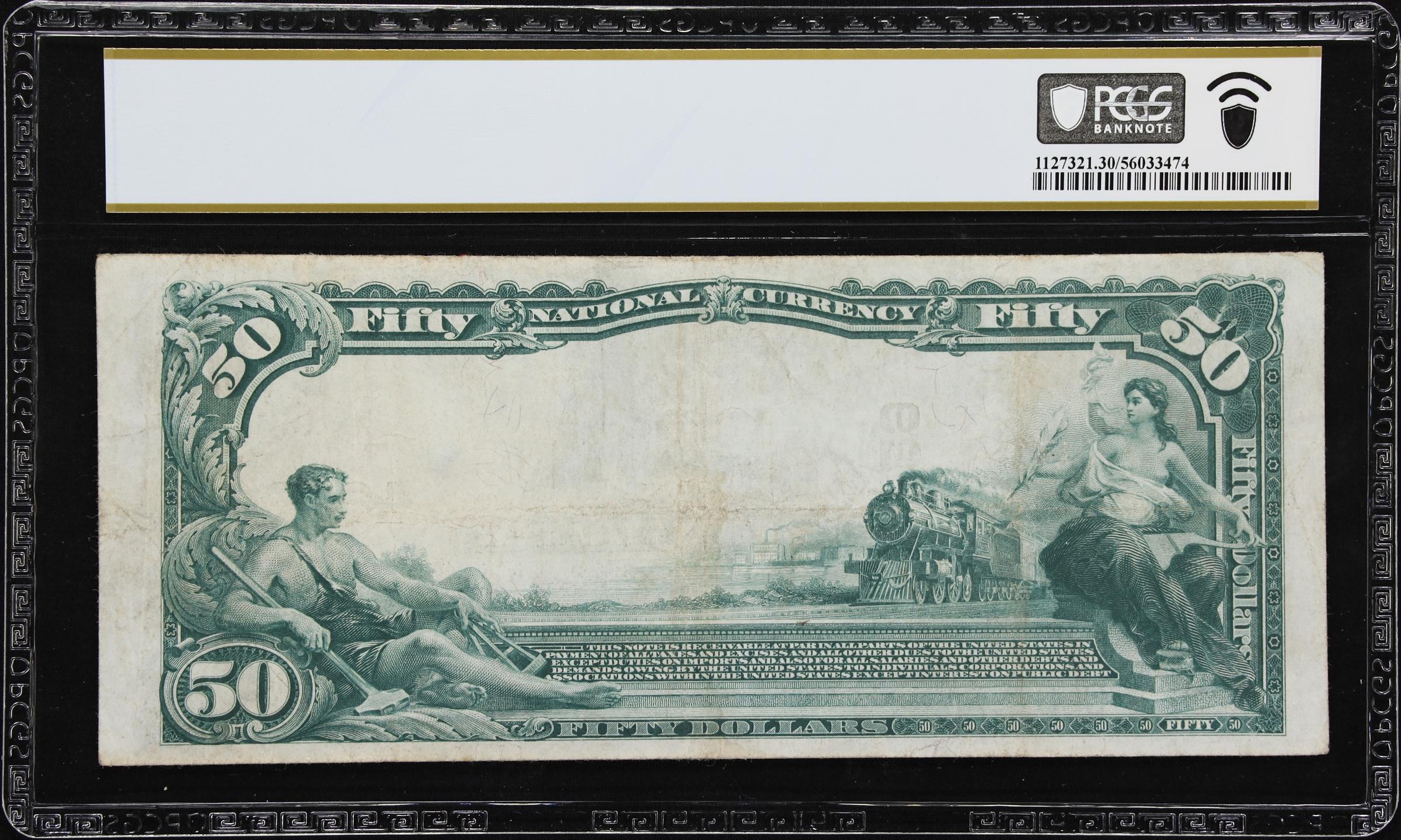 image for: Seattle, Washington. $50 1902 Plain Back. Fr. 678. Seattle NB. Charter #4229. PCGS Banknote Very Fine 30.