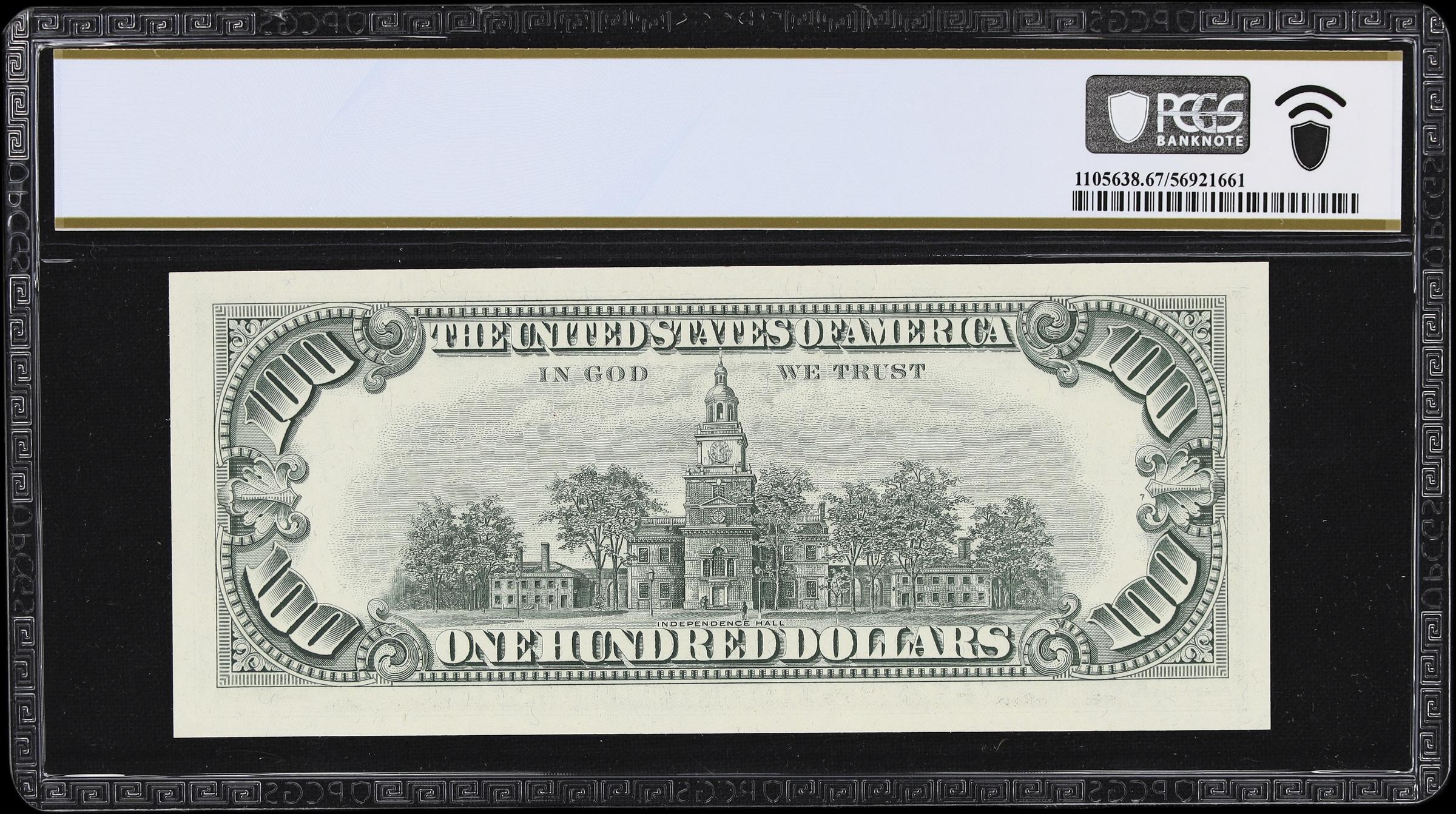 image for: Fr. 1550*. 1966 $100 Legal Tender Star Note. PCGS Banknote Superb Gem Uncirculated 67 PPQ.