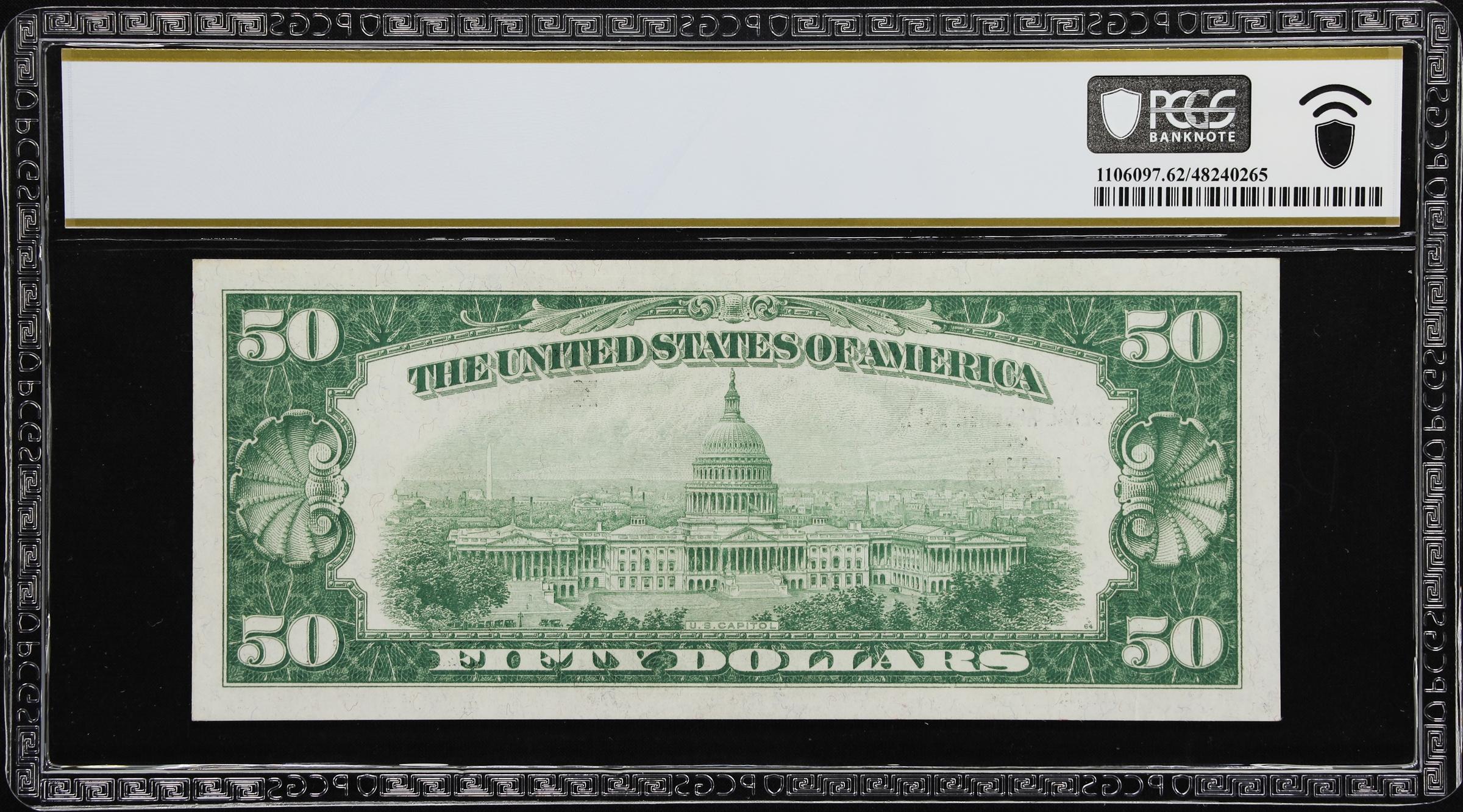 image for: Fr. 1880-K. 1929 $50 Federal Reserve Bank Note. Dallas. PCGS Banknote Uncirculated 62.