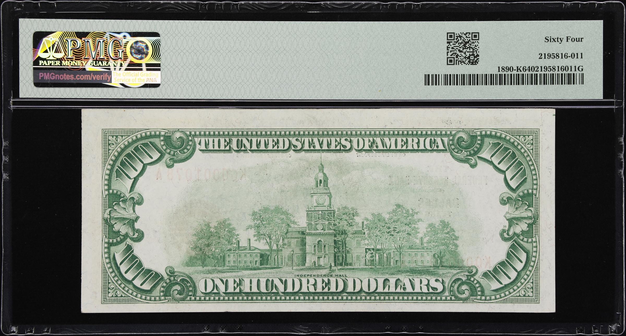 image for: Fr. 1890-K. 1929 $100 Federal Reserve Bank Note. Dallas. PMG Choice Uncirculated 64.