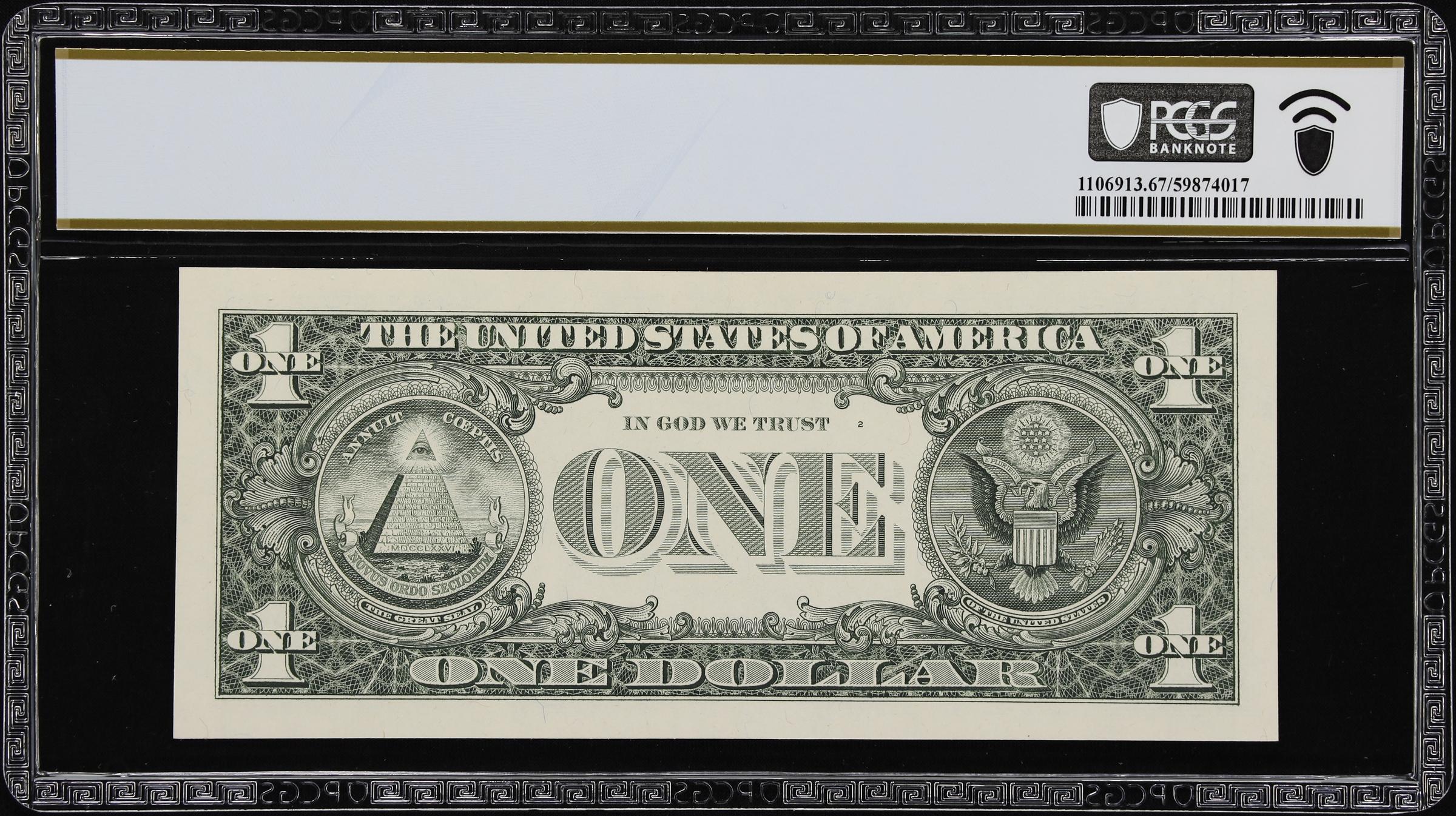 image for: Fr. 1917-F*. 1988A $1 Federal Reserve Web Star Note. Atlanta. PCGS Banknote Superb Gem Uncirculated 67 PPQ. Plate 1/2.