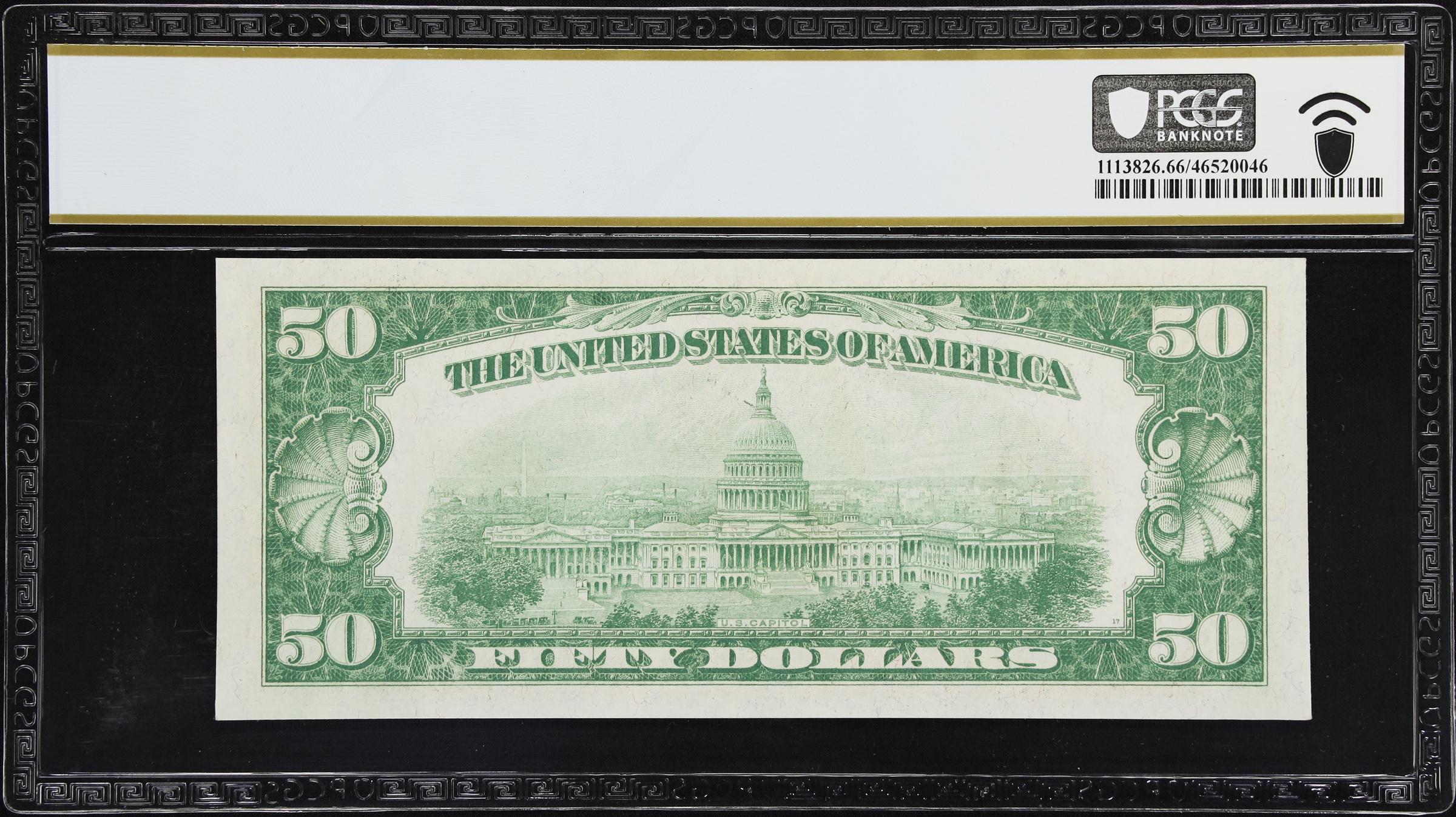 image for: Fr. 2101-F. 1928A Dark Green Seal $50 Federal Reserve Note. Atlanta. PCGS Banknote Gem Uncirculated 66 PPQ.