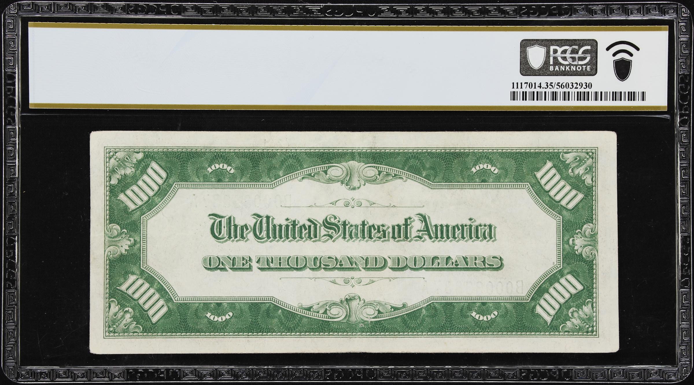image for: Fr. 2210-B. 1928 Dark Green Seal $1000 Federal Reserve Note. New York. PCGS Banknote Choice Very Fine 35.
