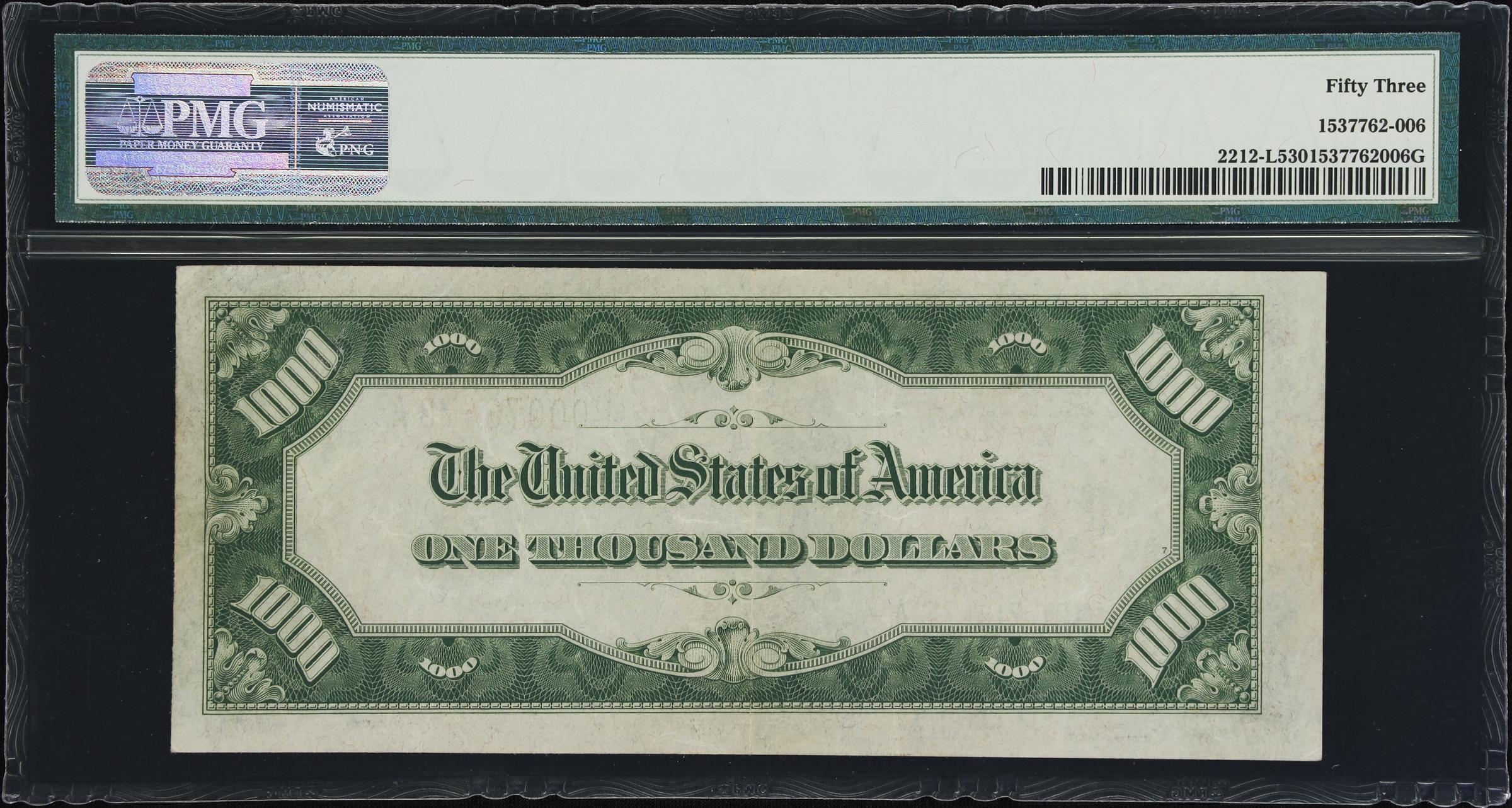 image for: Fr. 2212-L. 1934A $1000 Federal Reserve Note. San Francisco. PMG About Uncirculated 53.