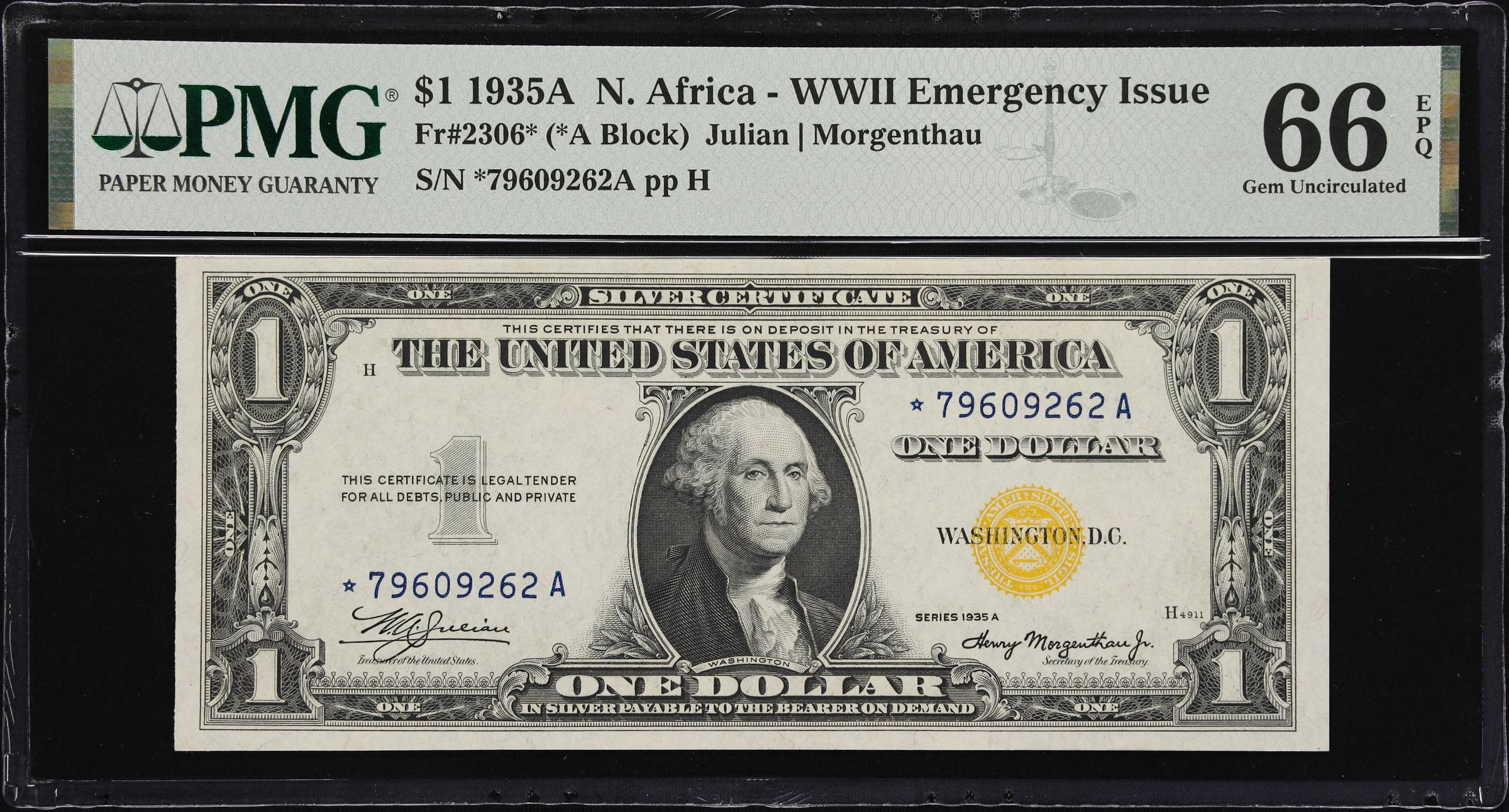 image for: Fr. 2306*. 1935A $1 North Africa Emergency Star Note. PMG Gem Uncirculated 66 EPQ.