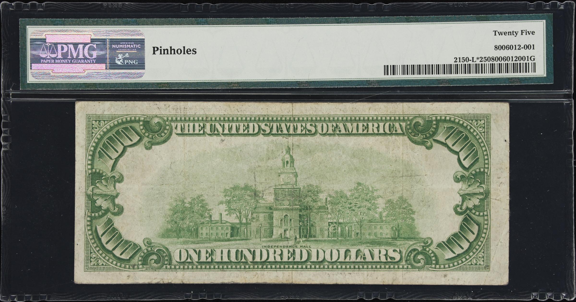 image for: Fr. 2150-L*. 1928 $100 Federal Reserve Star Note. San Francisco. PMG Very Fine 25. Inverted Star Error.