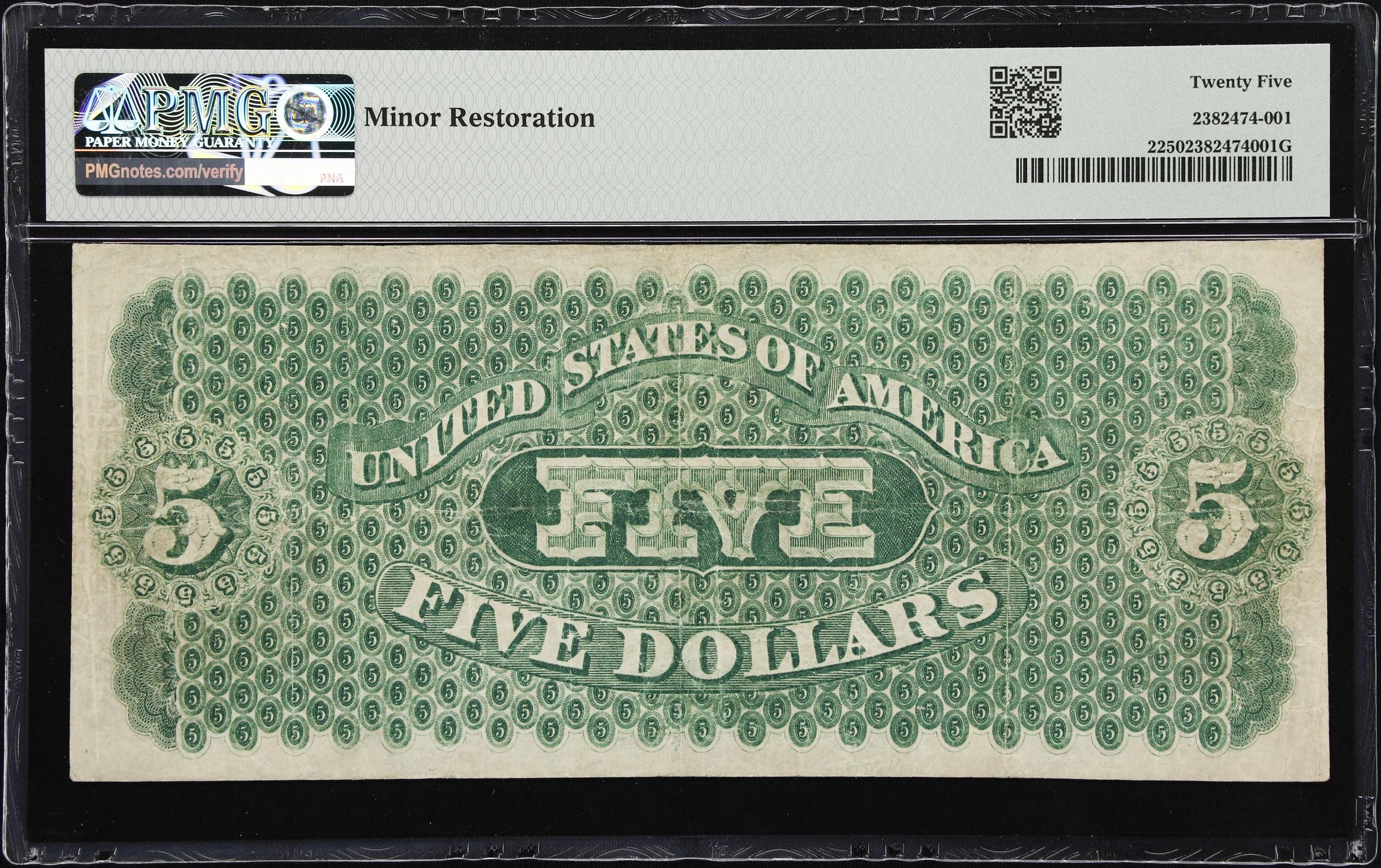 image for: Fr. 2. 1861 $5 Demand Note. PMG Very Fine 25.