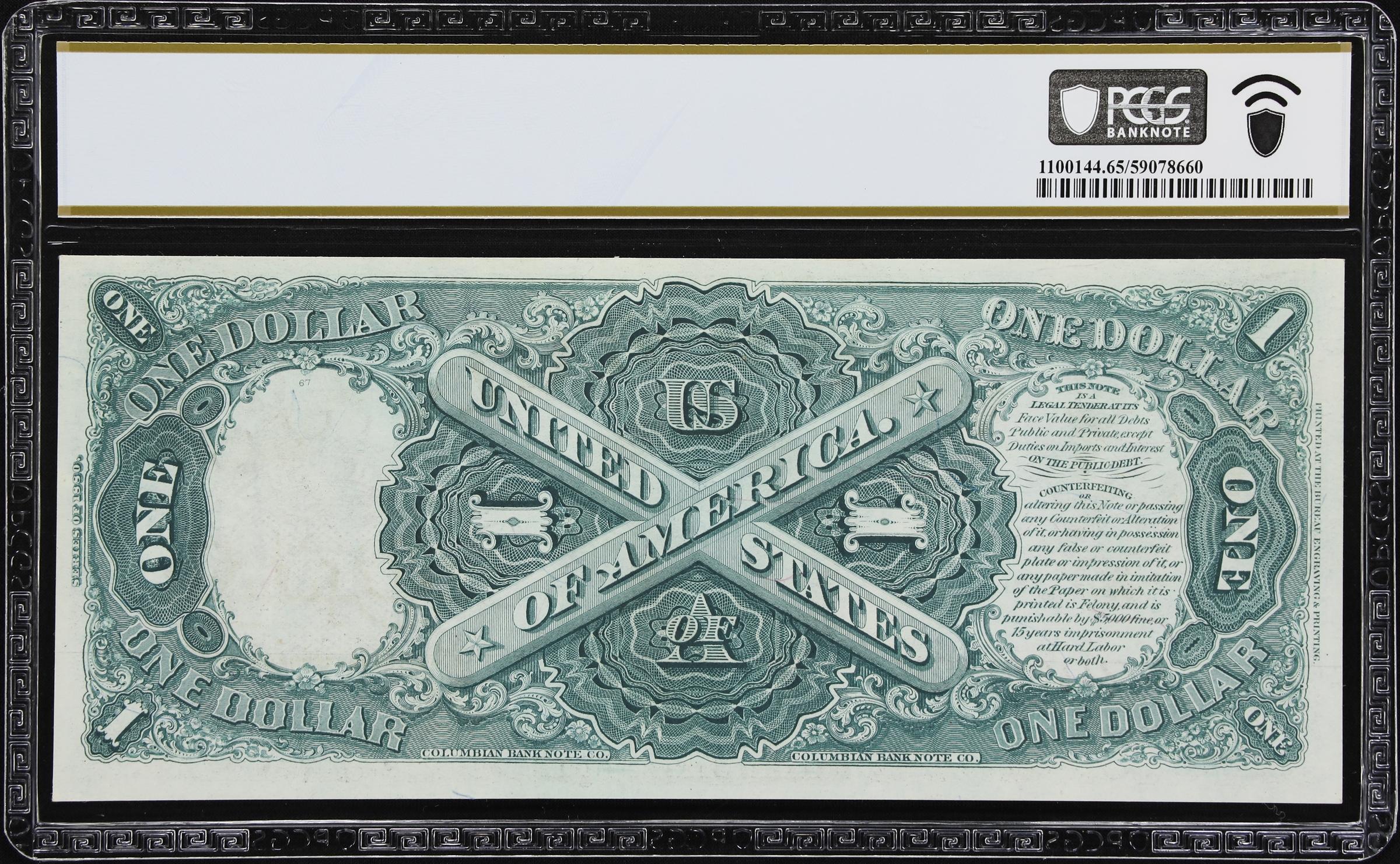 image for: Fr. 30. 1880 $1 Legal Tender Note. PCGS Banknote Gem Uncirculated 65 PPQ.