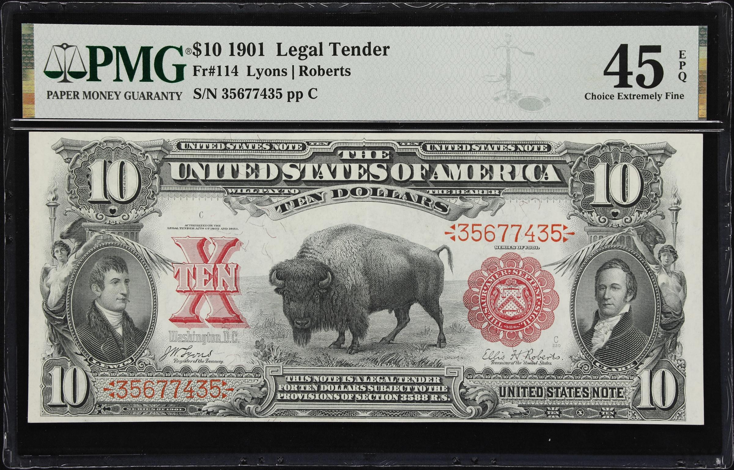 image for: Fr. 114. 1901 $10 Legal Tender Note. PMG Choice Extremely Fine 45 EPQ.