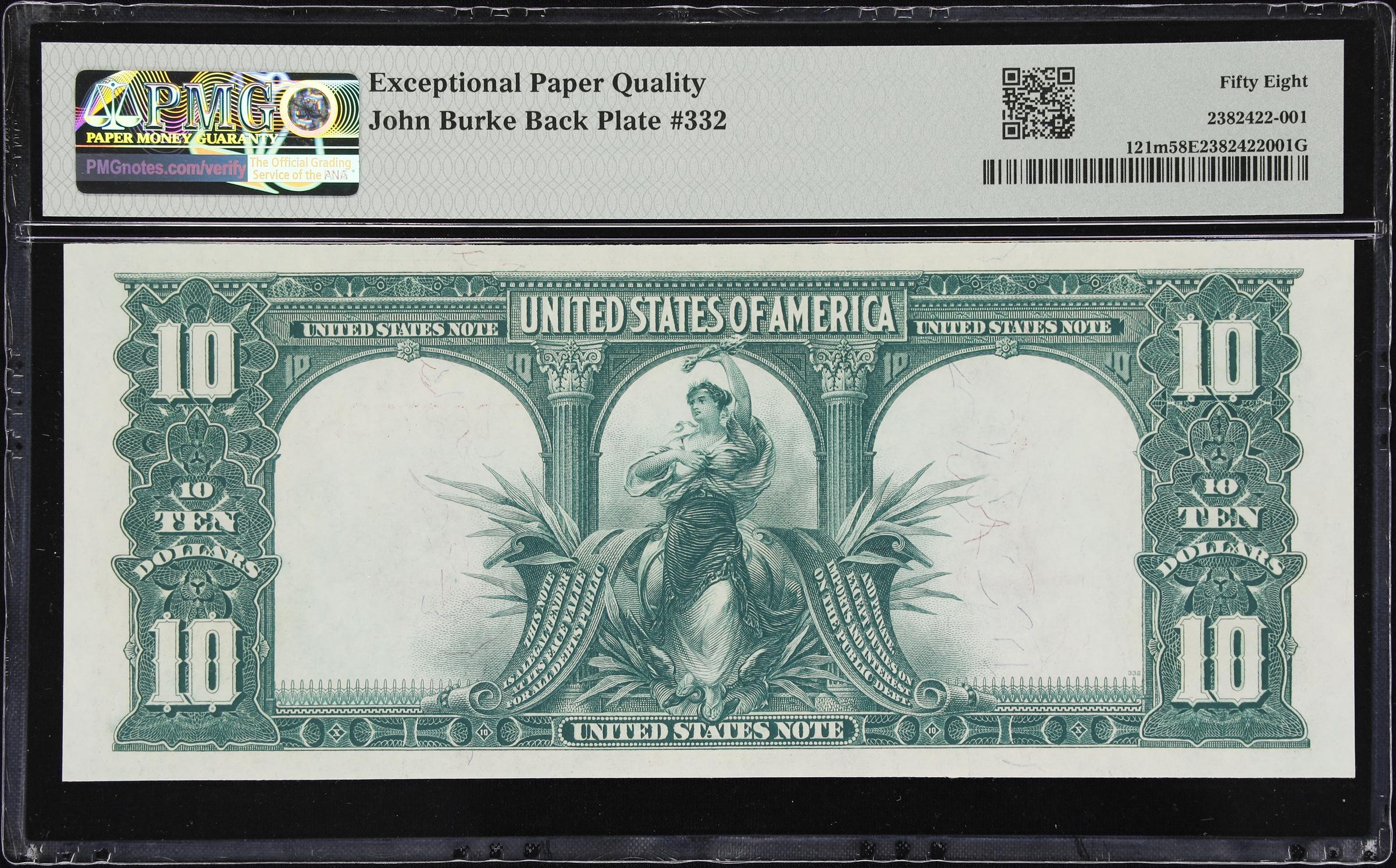 image for: Fr. 121m. 1901 $10 Legal Tender Note. Mule. PMG Choice About Uncirculated 58 EPQ.
