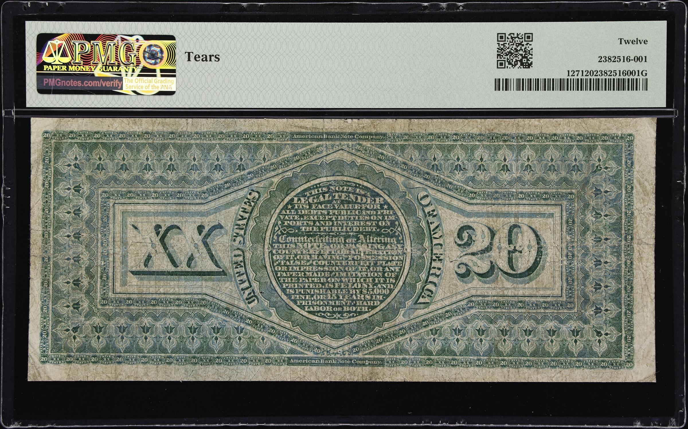 image for: Fr. 127. 1869 $20 Legal Tender Note. PMG Fine 12.