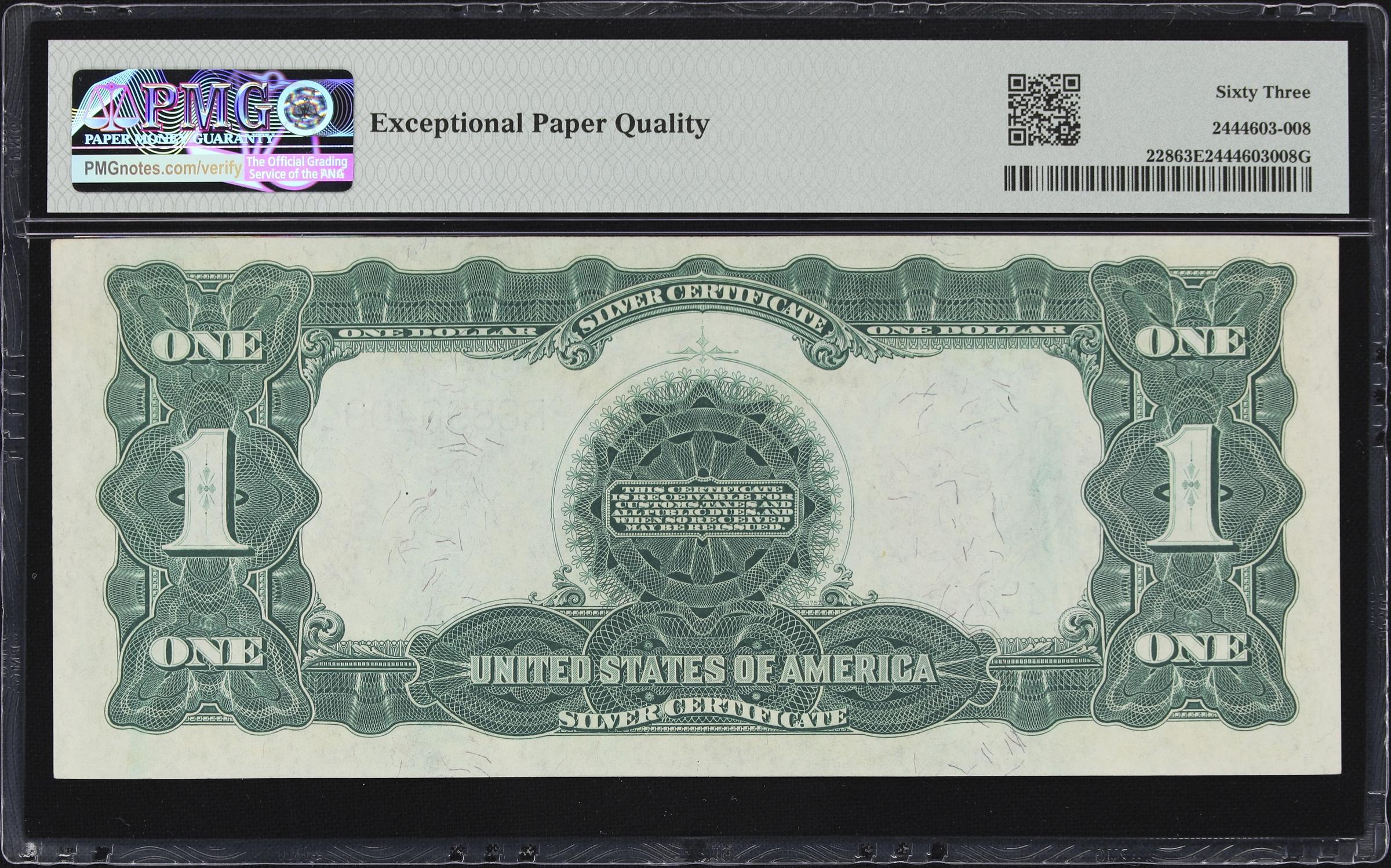 image for: Fr. 228. 1899 $1 Silver Certificate. PMG Choice Uncirculated 63 EPQ. W.T. Vernon Courtesy Autograph.