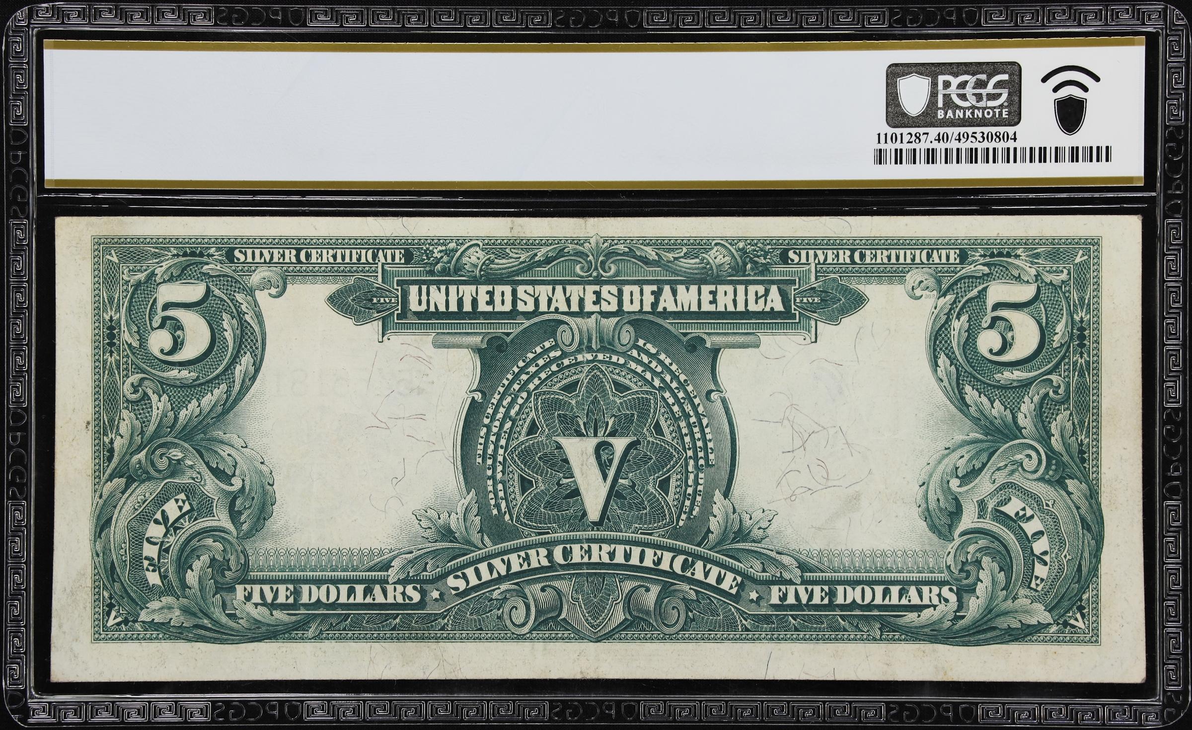 image for: Fr. 271. 1899 $5 Silver Certificate. PCGS Banknote Extremely Fine 40.