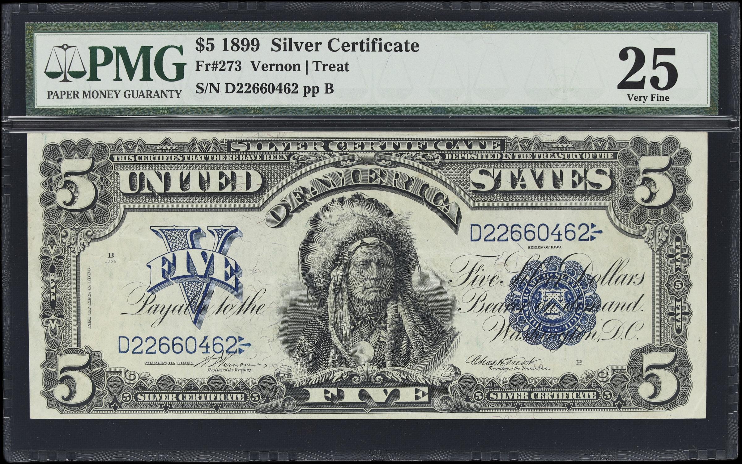 image for: Fr. 273. 1899 $5 Silver Certificate. PMG Very Fine 25.