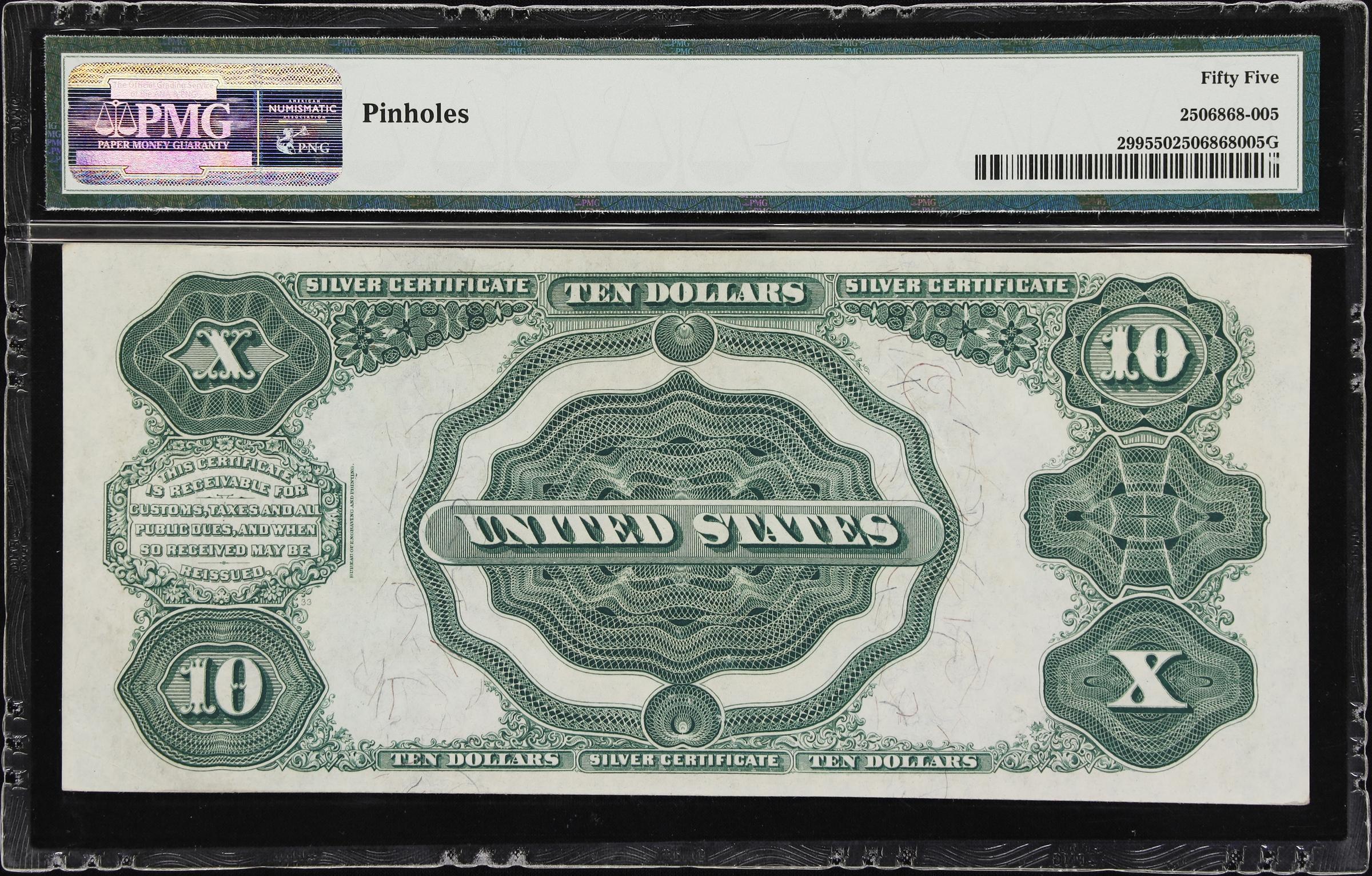image for: Fr. 299. 1891 $10 Silver Certificate. PMG About Uncirculated 55.