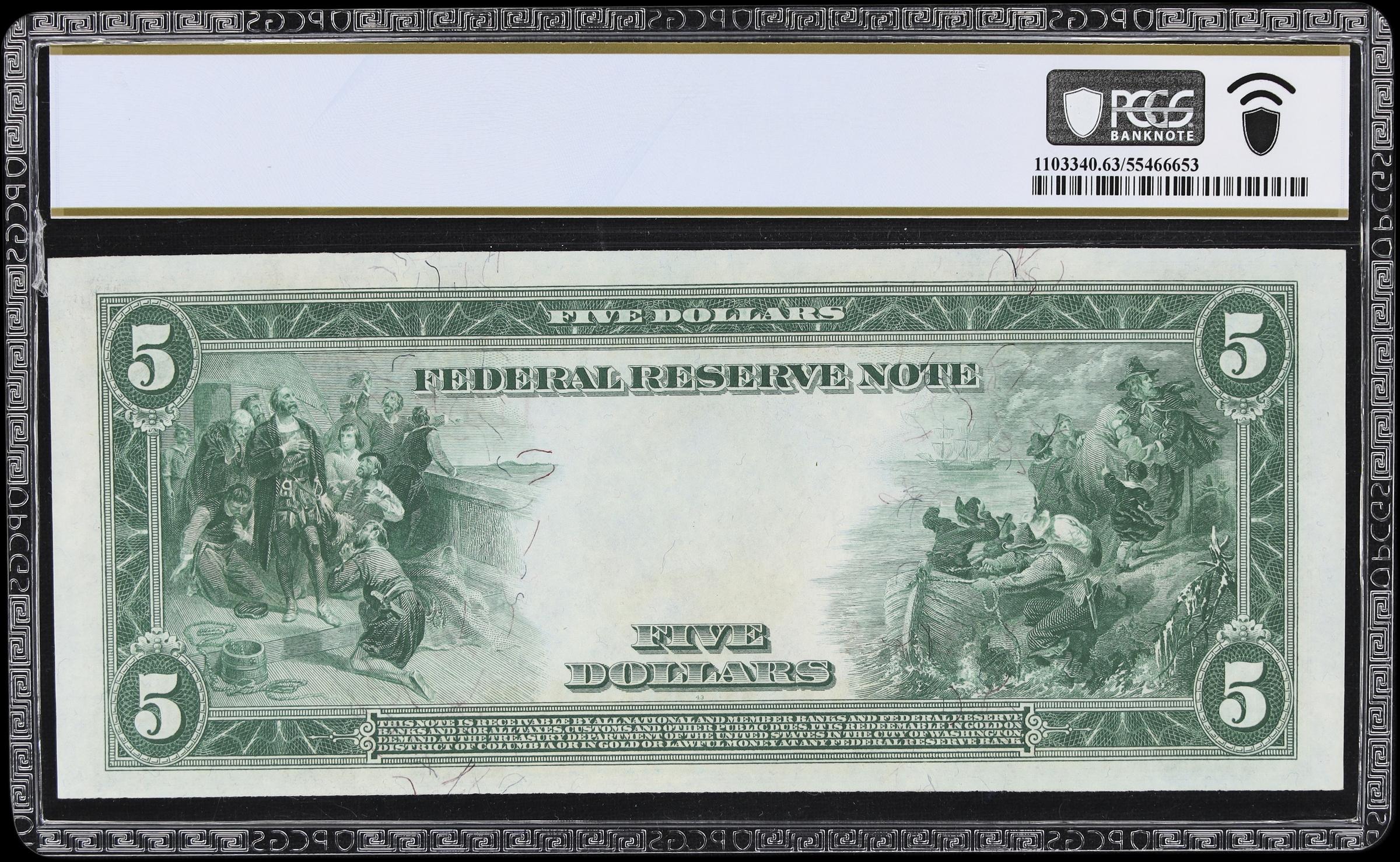 image for: Fr. 840a. 1914 Red Seal $5 Federal Reserve Note. Minneapolis. PCGS Banknote Choice Uncirculated 63.