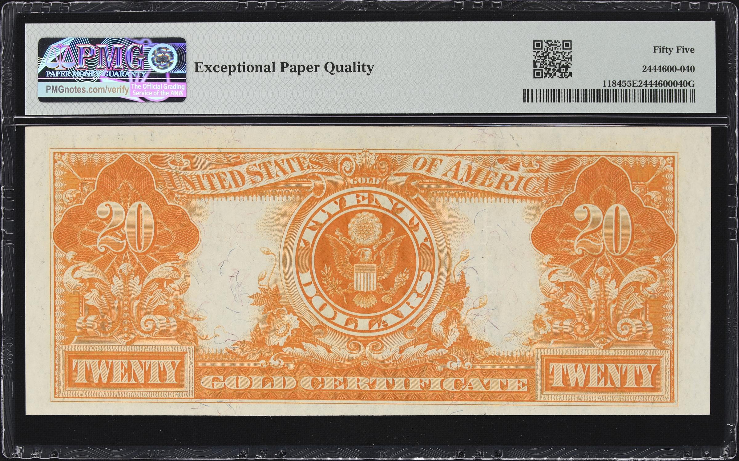 image for: Fr. 1184. 1906 $20 Gold Certificate. PMG About Uncirculated 55 EPQ.