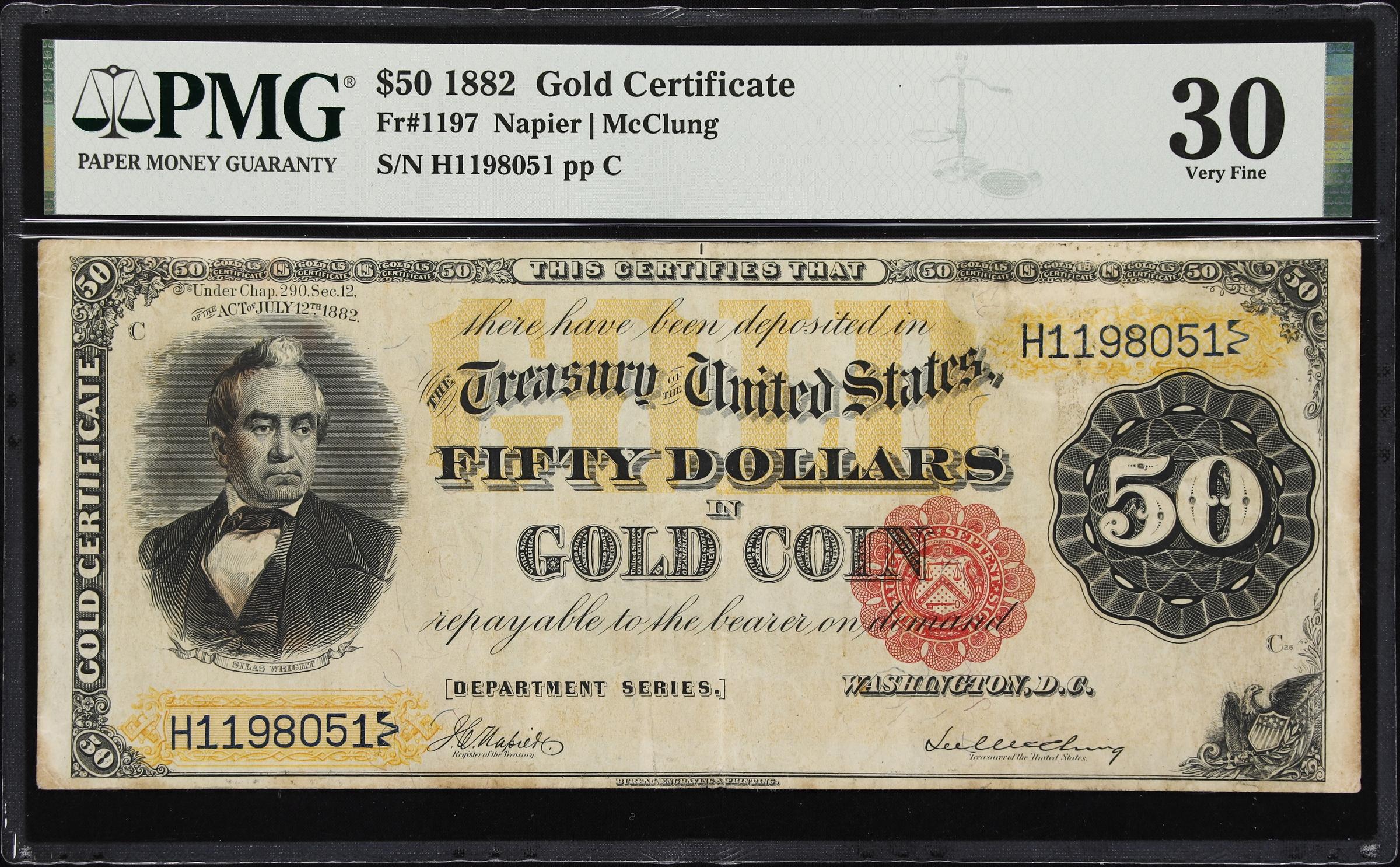 image for: Fr. 1197. 1882 $50 Gold Certificate. PMG Very Fine 30.