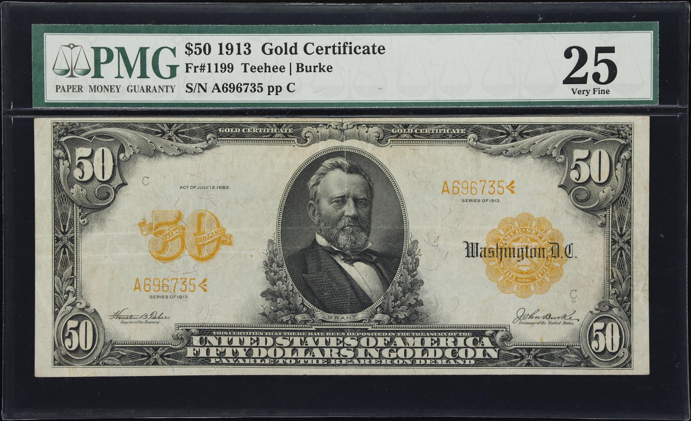 image for: Fr. 1199. 1913 $50 Gold Certificate. PMG Very Fine 25.