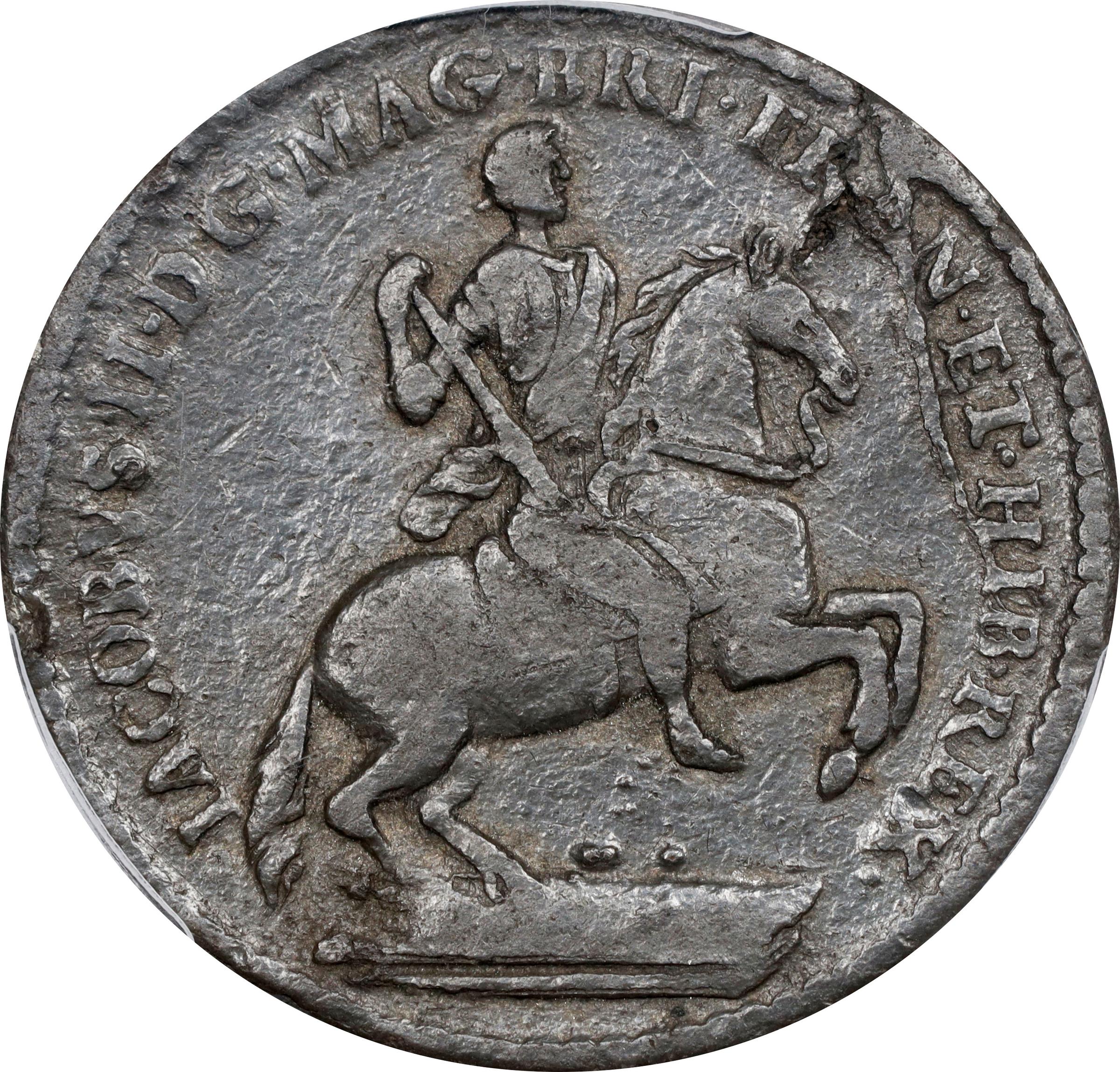 image for: Undated (ca. 1828) American Plantations Token, or 1/24 Part Real. Restrike. Newman 5-D, W-1160. Rarity-4+. 11 Harp Strings. VF Details--Environmental Damage (PCGS).