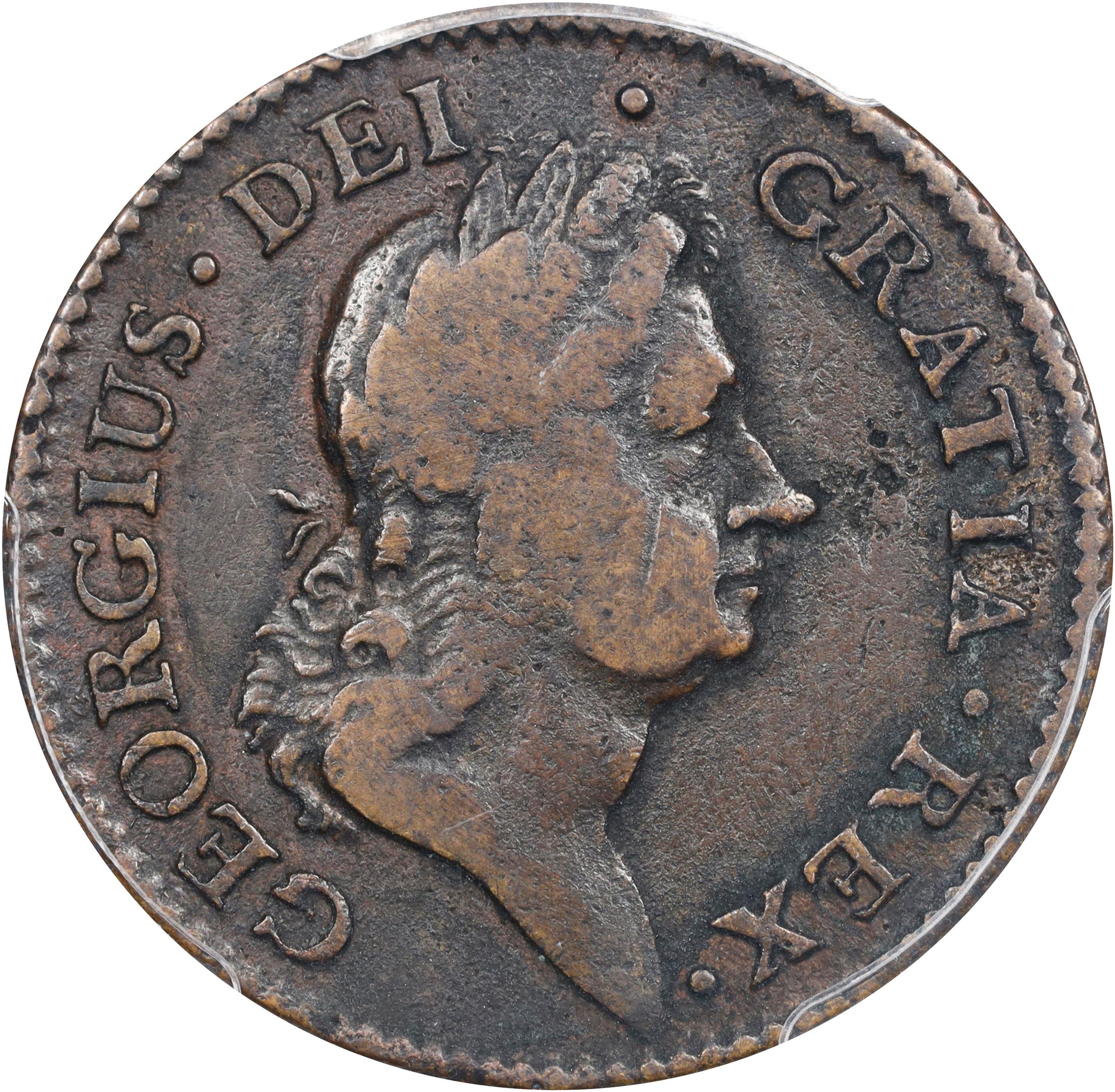 image for: 1722 Rosa Americana Penny. Martin 2.1-D.4, W-1268. Rarity-7. UTILE DULCI. VF Details--Environmental Damage (PCGS).