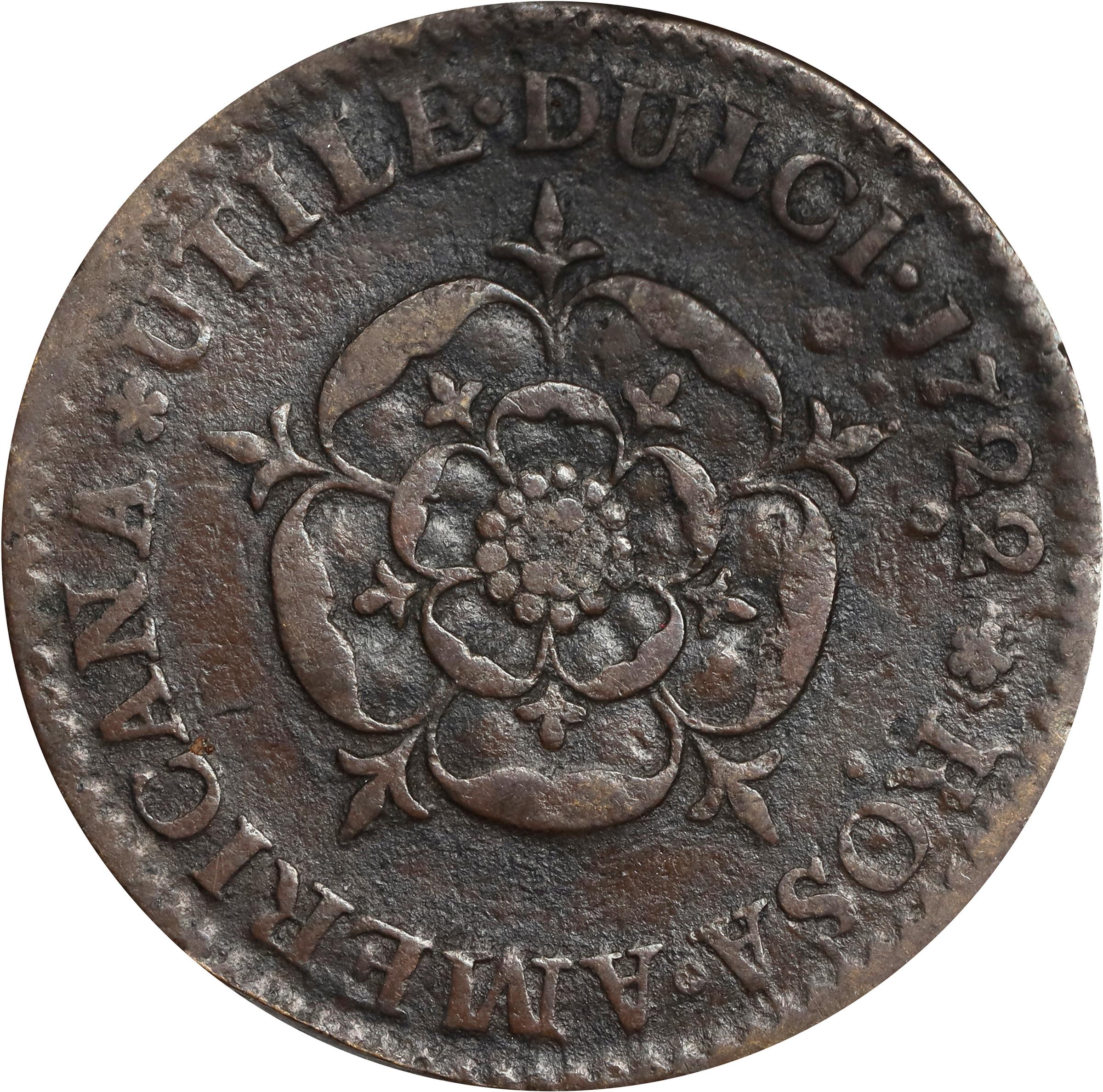 image for: 1722 Rosa Americana Penny. Martin 2.36-D.8, W-1268. Rarity-4. UTILE DULCI. Fine.