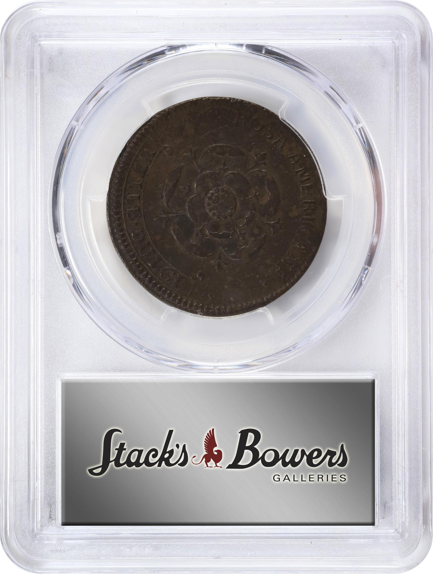 image for: Undated (1722) Rosa Americana Twopence. Martin 2.1-B.1, W-1322. Rarity-3. Motto in Ribbon. EF Details--Environmental Damage (PCGS).