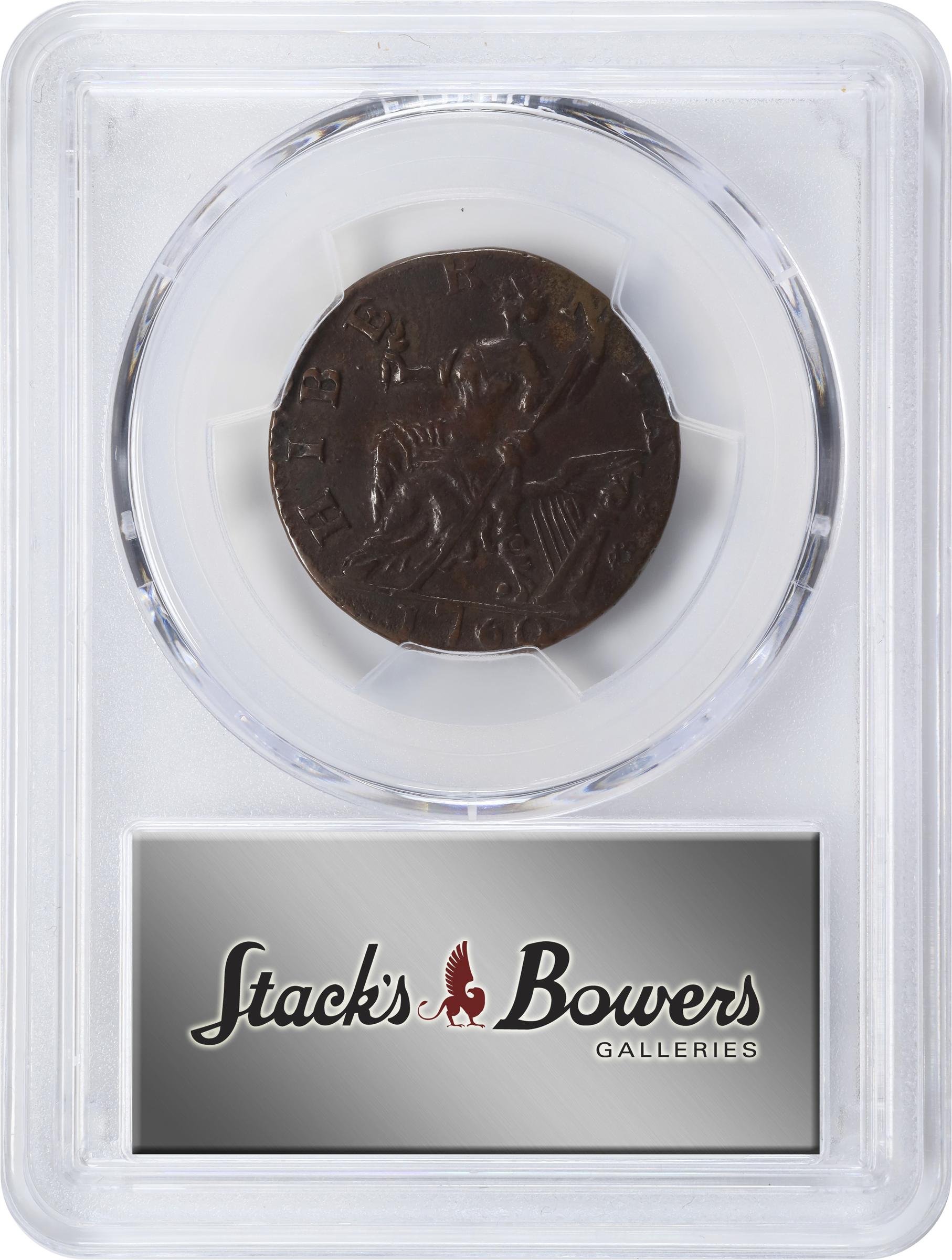 image for: 1760 Voce Populi Halfpenny. Nelson-12, Zelinka 15-N, W-13950. Rarity-3. P in Front of Face. EF Details--Bent (PCGS).