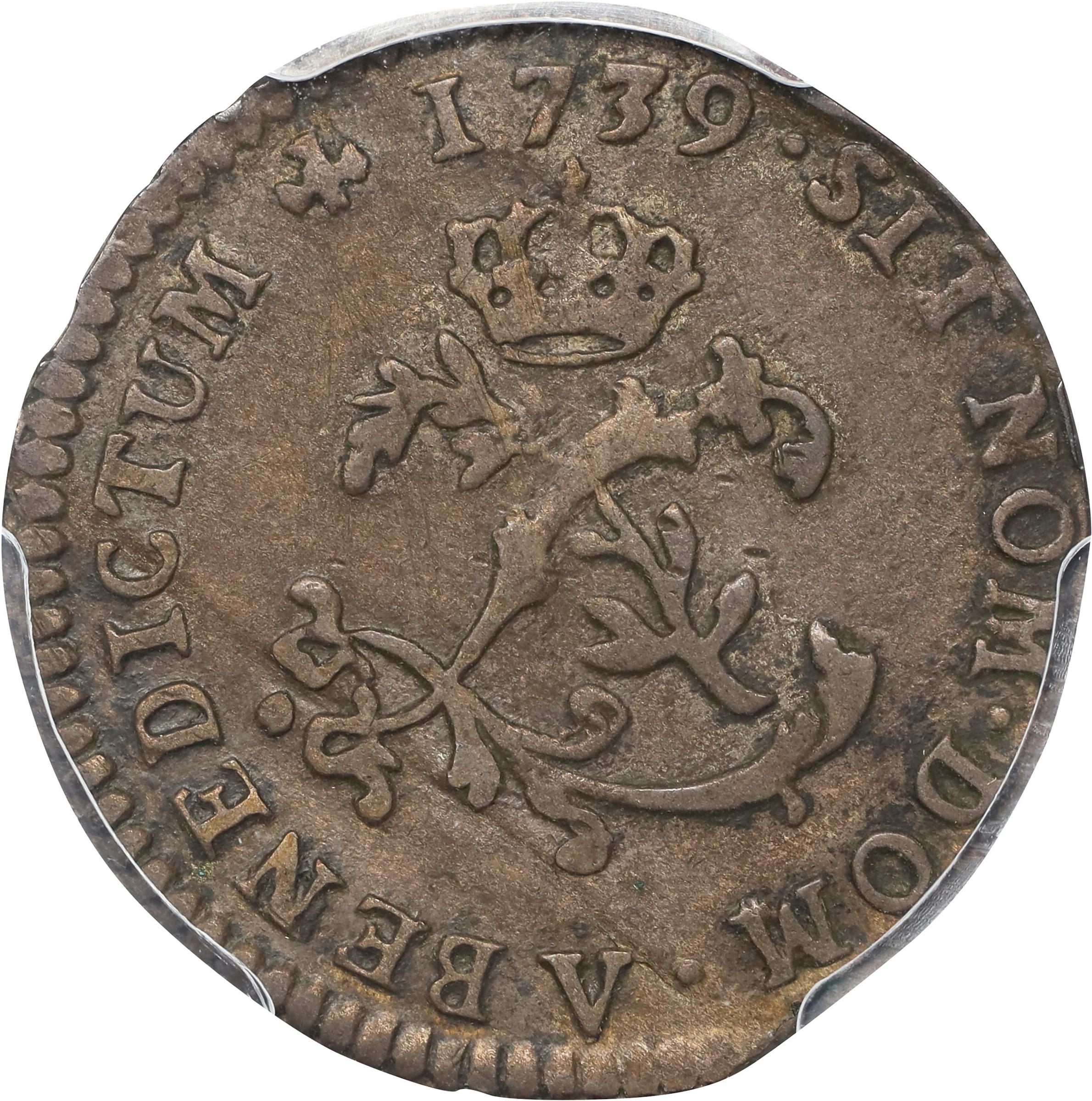 image for: 1739-V Sou Marque. Troyes Mint. Vlack-193. Rarity-2. EF Details--Bent (PCGS).