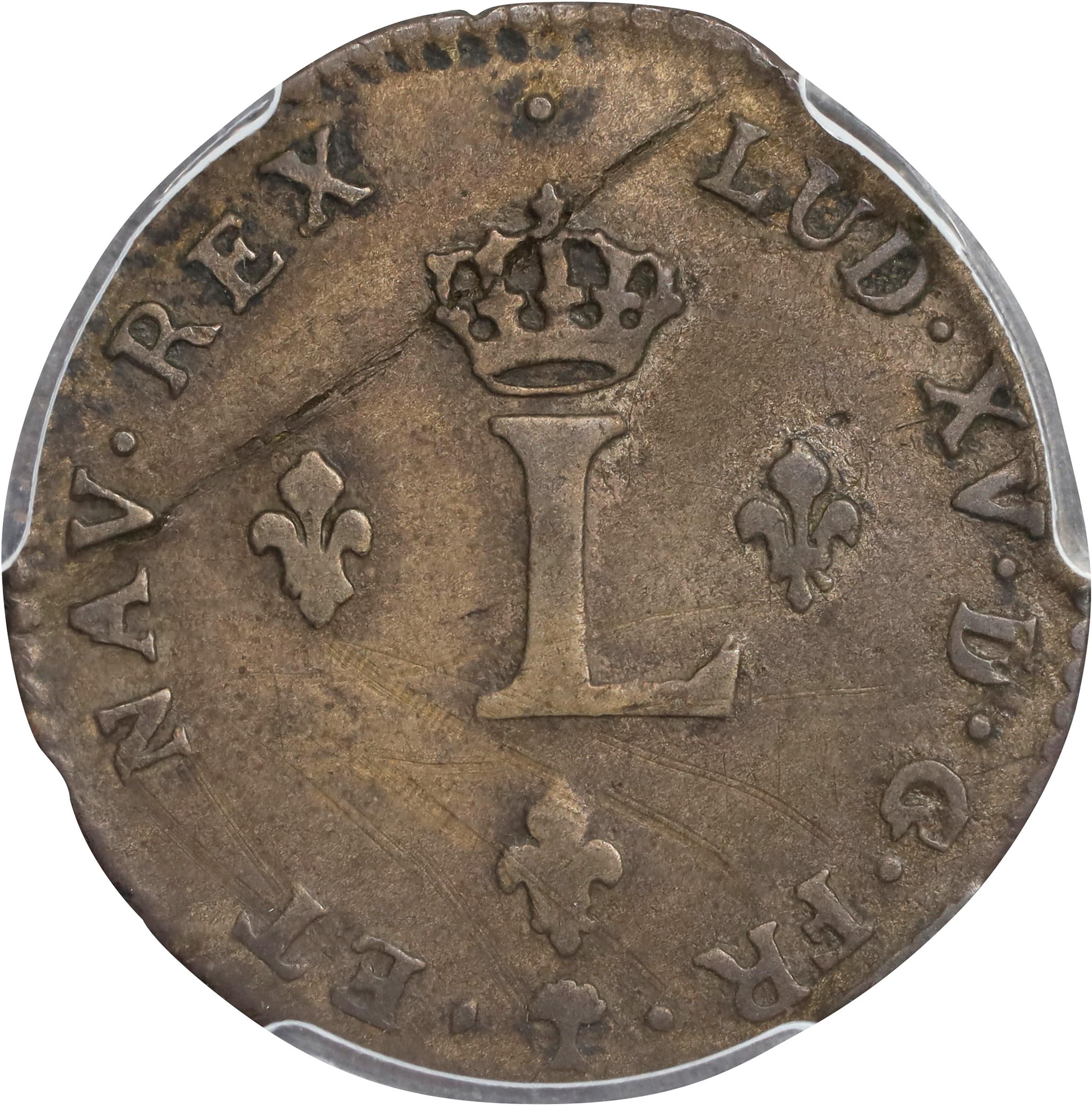 image for: 1739-V Sou Marque. Troyes Mint. Vlack-193. Rarity-2. EF Details--Bent (PCGS).