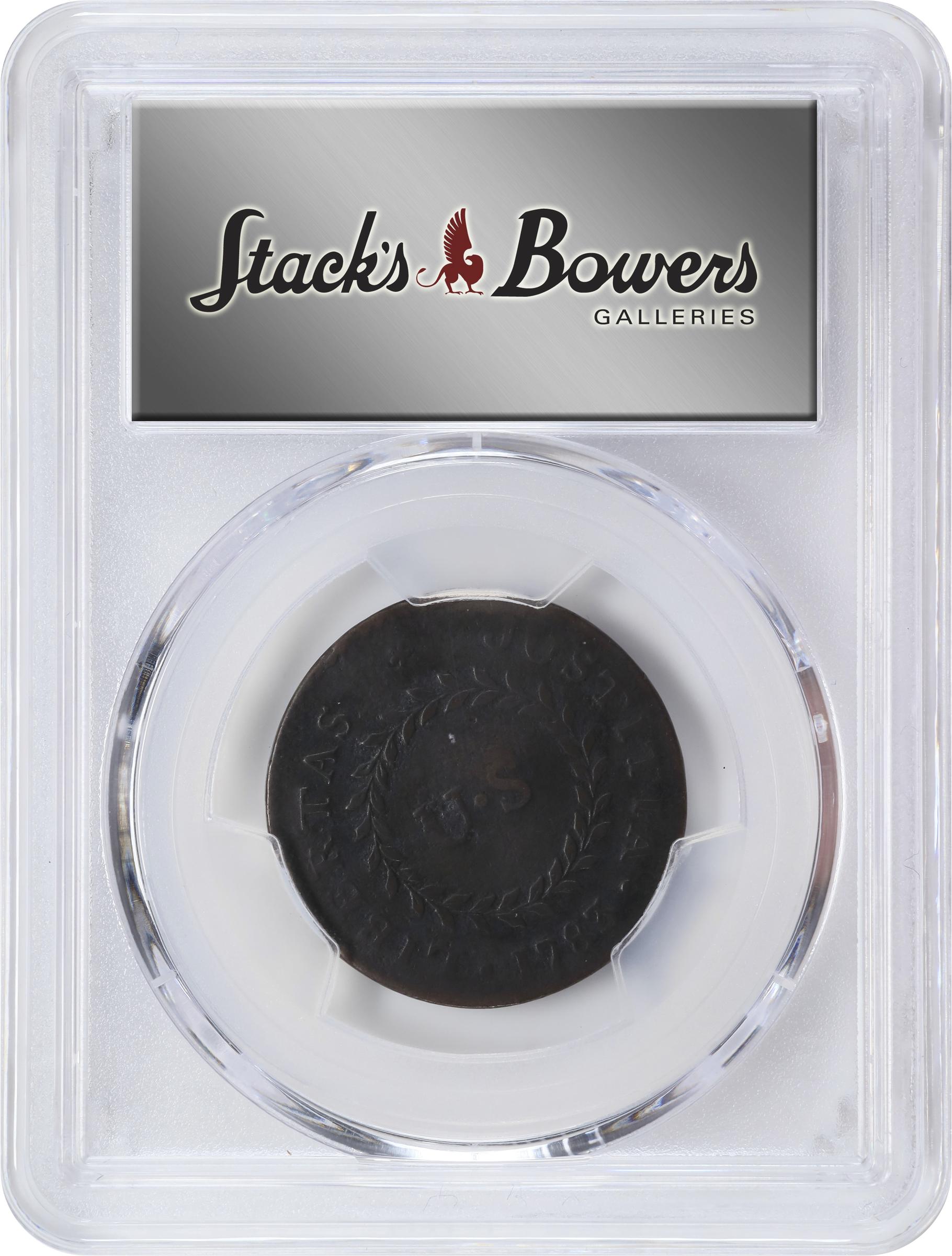 image for: 1783 Nova Constellatio Copper. Crosby 2-B, W-1865. Rarity-2. CONSTELLATIO, Pointed Rays, Small U.S. VF Details--Damage (PCGS).