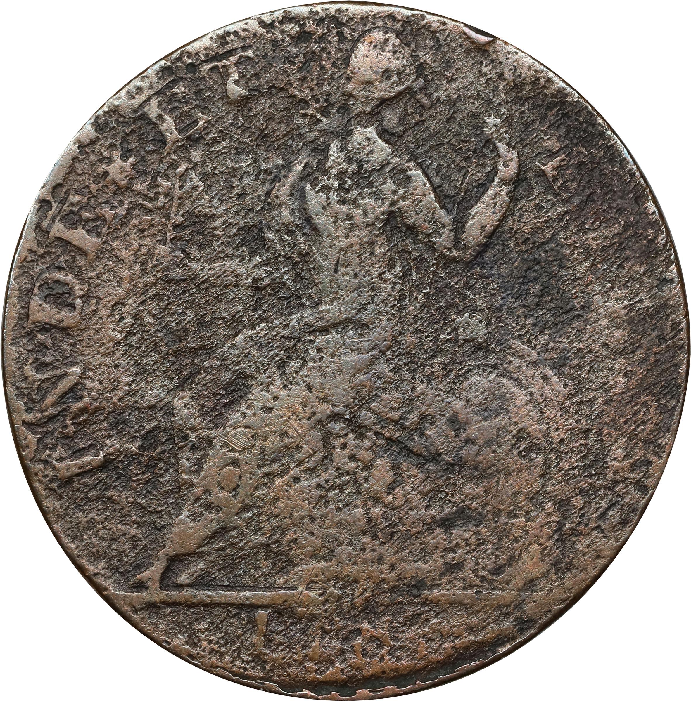 image for: 1787 Connecticut Copper. Miller 3-G.1, W-2805. Rarity-6-. Mailed Bust Left. Very Fine, Granular.