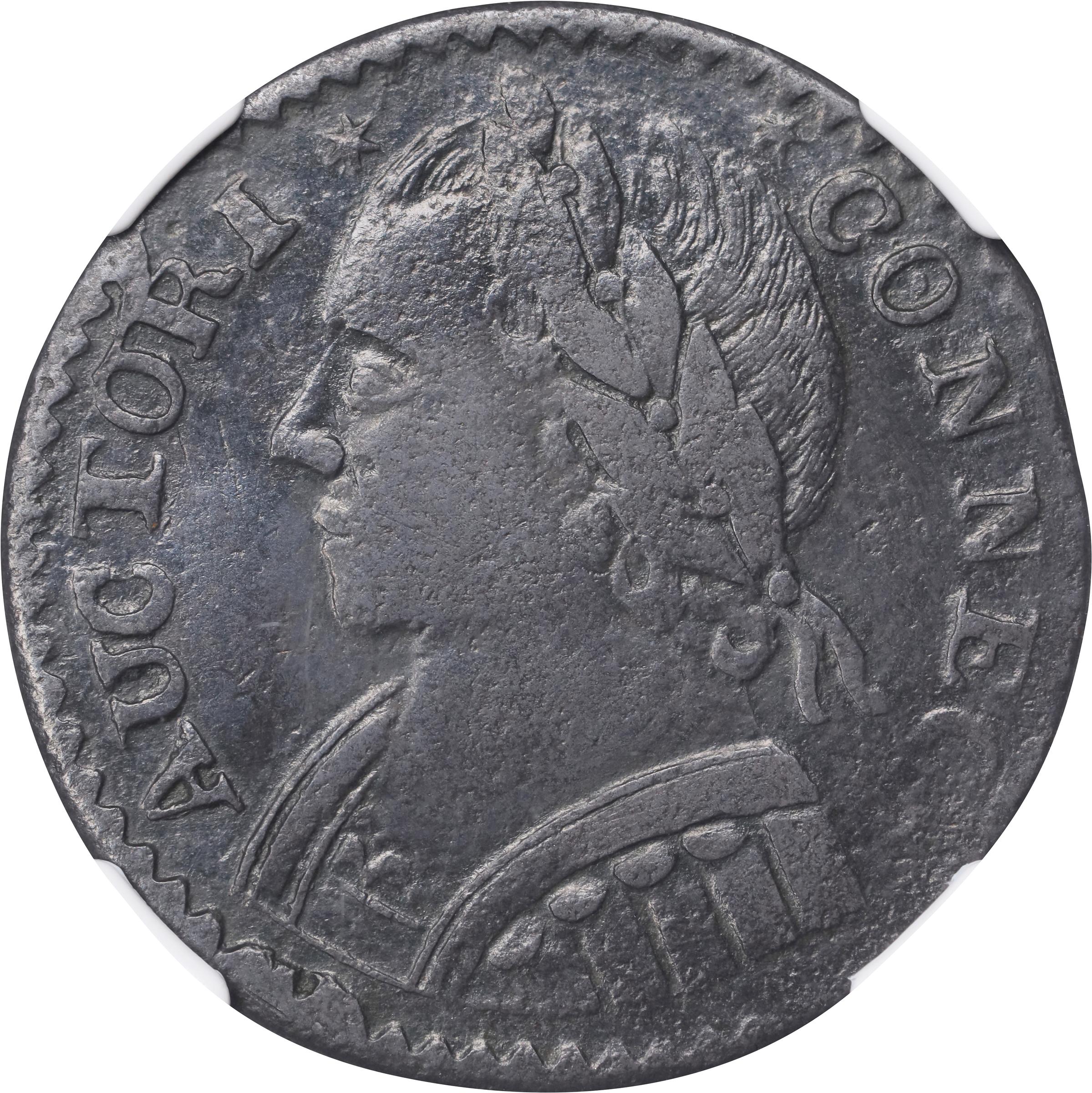 image for: 1787 Connecticut Copper. Miller 13-D, W-2890. Rarity-2. Mailed Bust Left, Childish Face. VF Details--Environmental Damage (NGC).