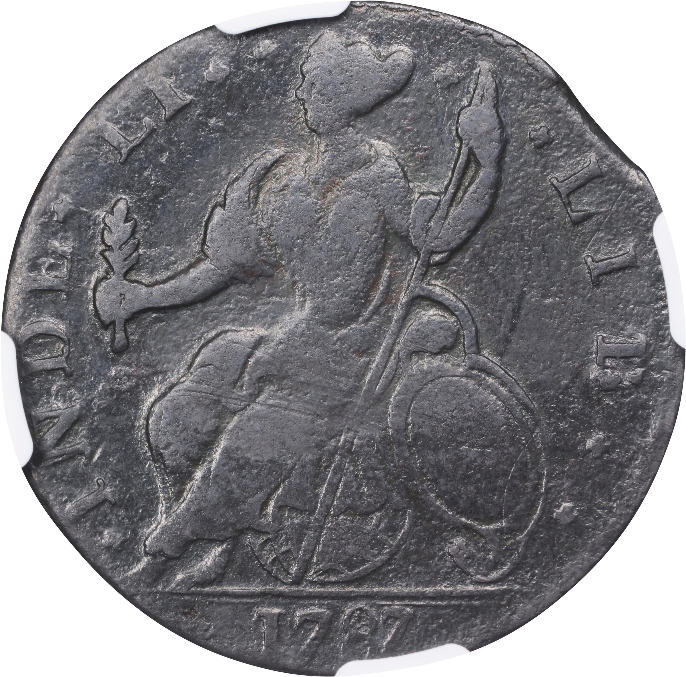 image for: 1787 Connecticut Copper. Miller 13-D, W-2890. Rarity-2. Mailed Bust Left, Childish Face. VF Details--Environmental Damage (NGC).