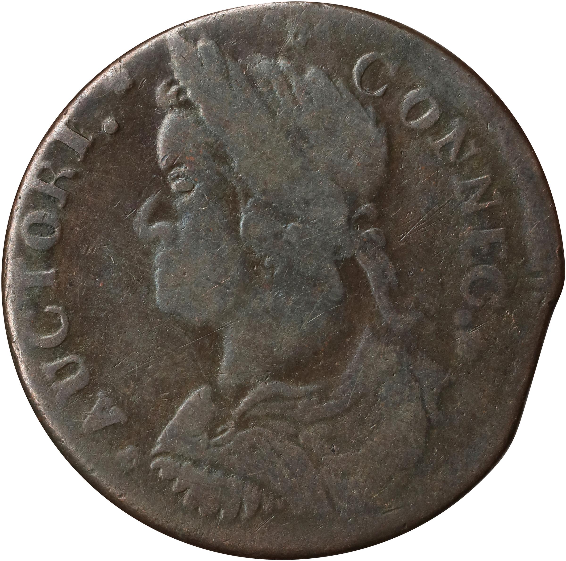 image for: 1788 Connecticut Copper. Miller 16.4-L.2, W-4620. Rarity-5. Draped Bust Left. Very Fine, Hairlines.
